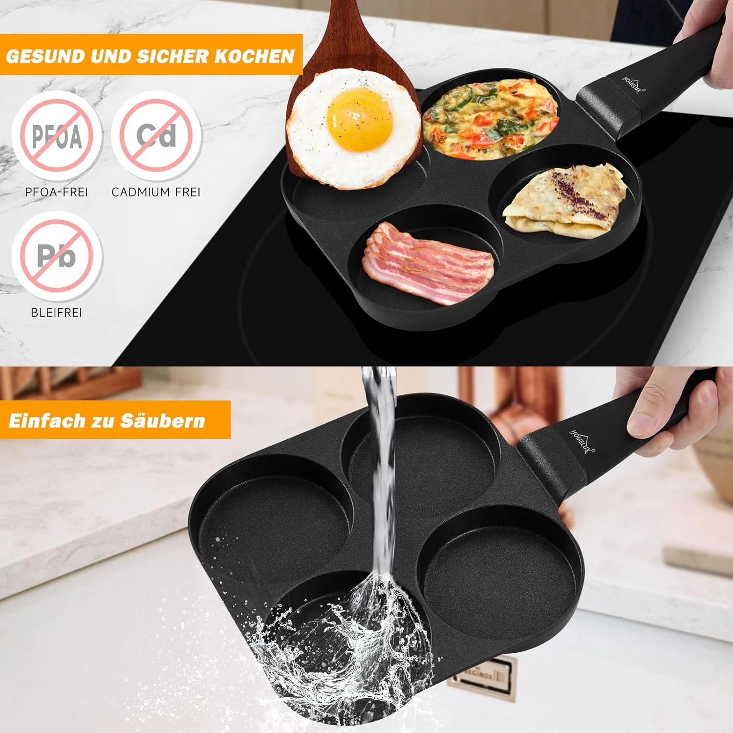 HOMELUX Pancake Pfanne 19CM, Aluguss Beschichtung, für alle Herdarten inkl. Induktion. Perfekt für Spiegeleier und Pancakes - Image 3