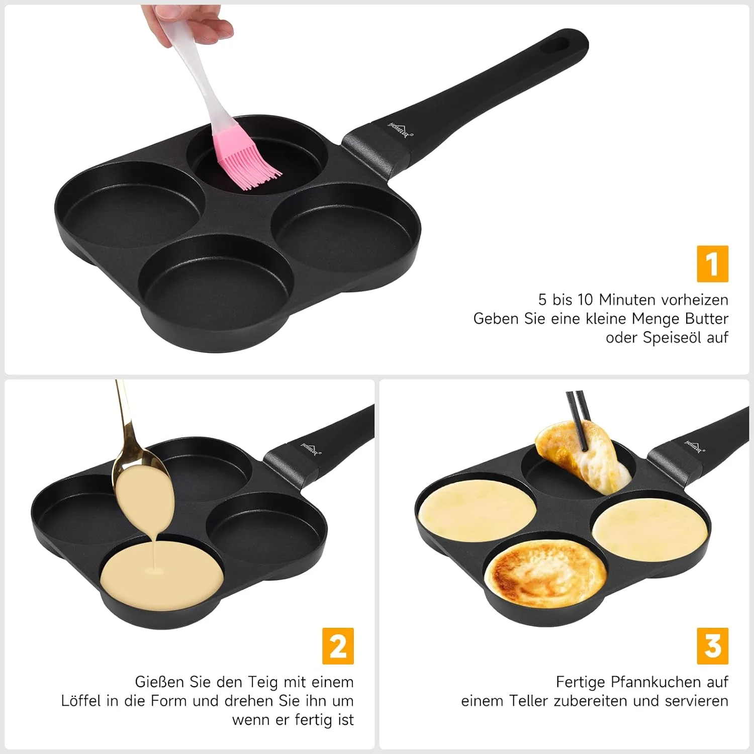HOMELUX Pancake Pfanne 19CM, Aluguss Beschichtung, für alle Herdarten inkl. Induktion. Perfekt für Spiegeleier und Pancakes - Image 4