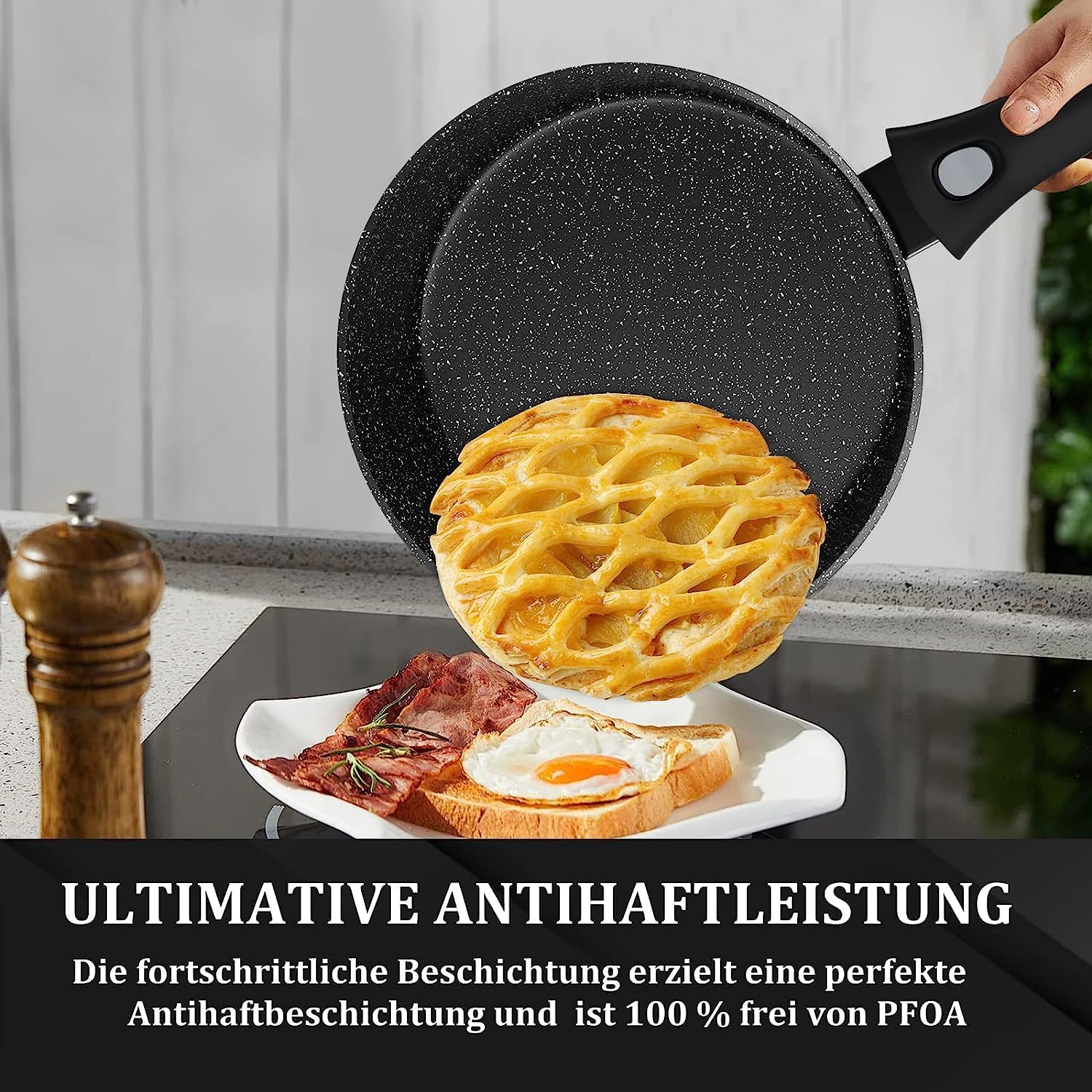Pfanne Induktion 24cm Hoher Rand Bratpfanne mit Deckel Antihaft Abhnehmbar - Image 8