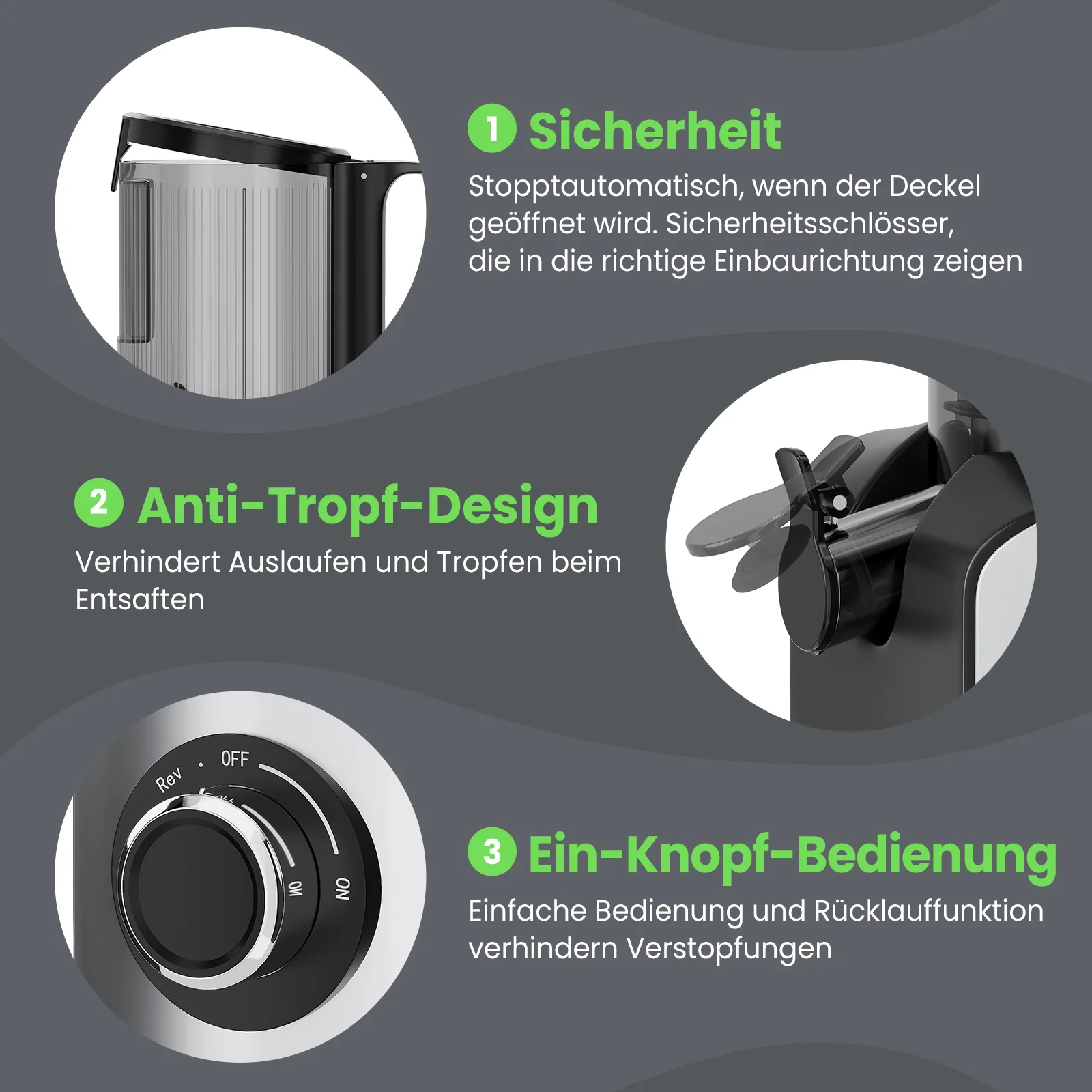 HOMELUX Slow Juicer 220W, 126mm XXL Einfüllschacht für Ganze Früchte, Elektrischer Entsafter Kaltpresse mit 2 Bechern - Image 5