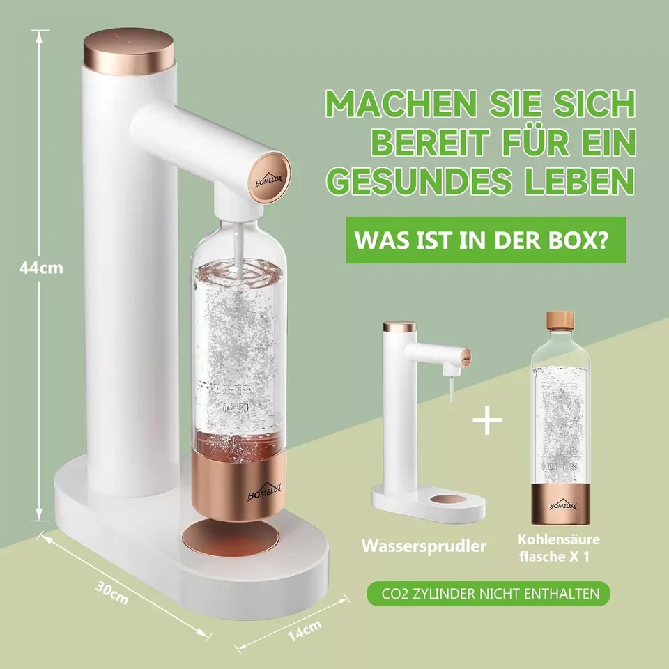 HOMELUX Soda Maker Sprudelwasser Maschine mit / ohne BPA-freien 1L PET-Flaschen / Edelstahlflasche (316er-Edelstahl) - Image 12