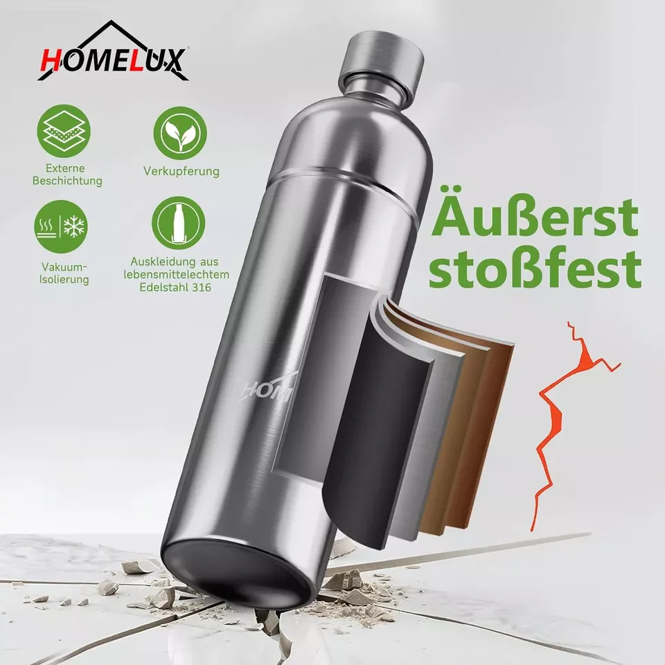 HOMELUX Soda Maker Sprudelwasser Maschine mit / ohne BPA-freien 1L PET-Flaschen / Edelstahlflasche (316er-Edelstahl) - Image 16