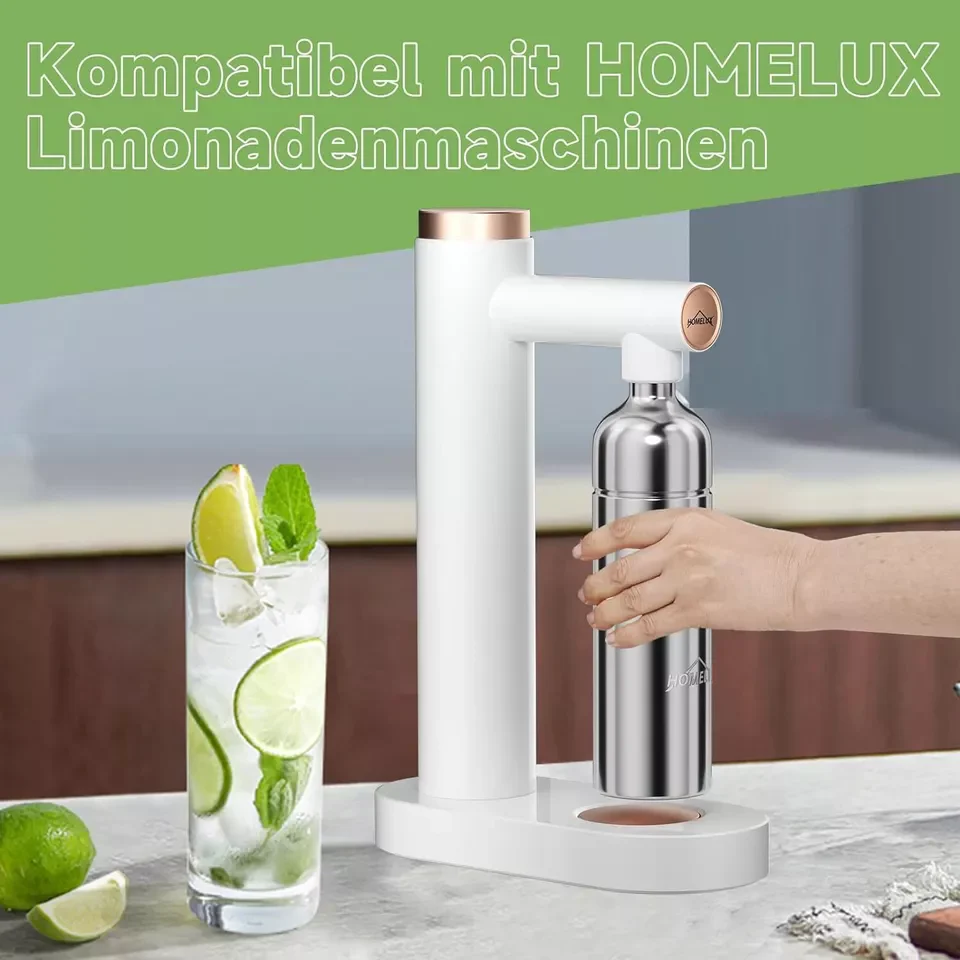 HOMELUX Soda Maker Sprudelwasser Maschine mit / ohne BPA-freien 1L PET-Flaschen / Edelstahlflasche (316er-Edelstahl) - Image 19
