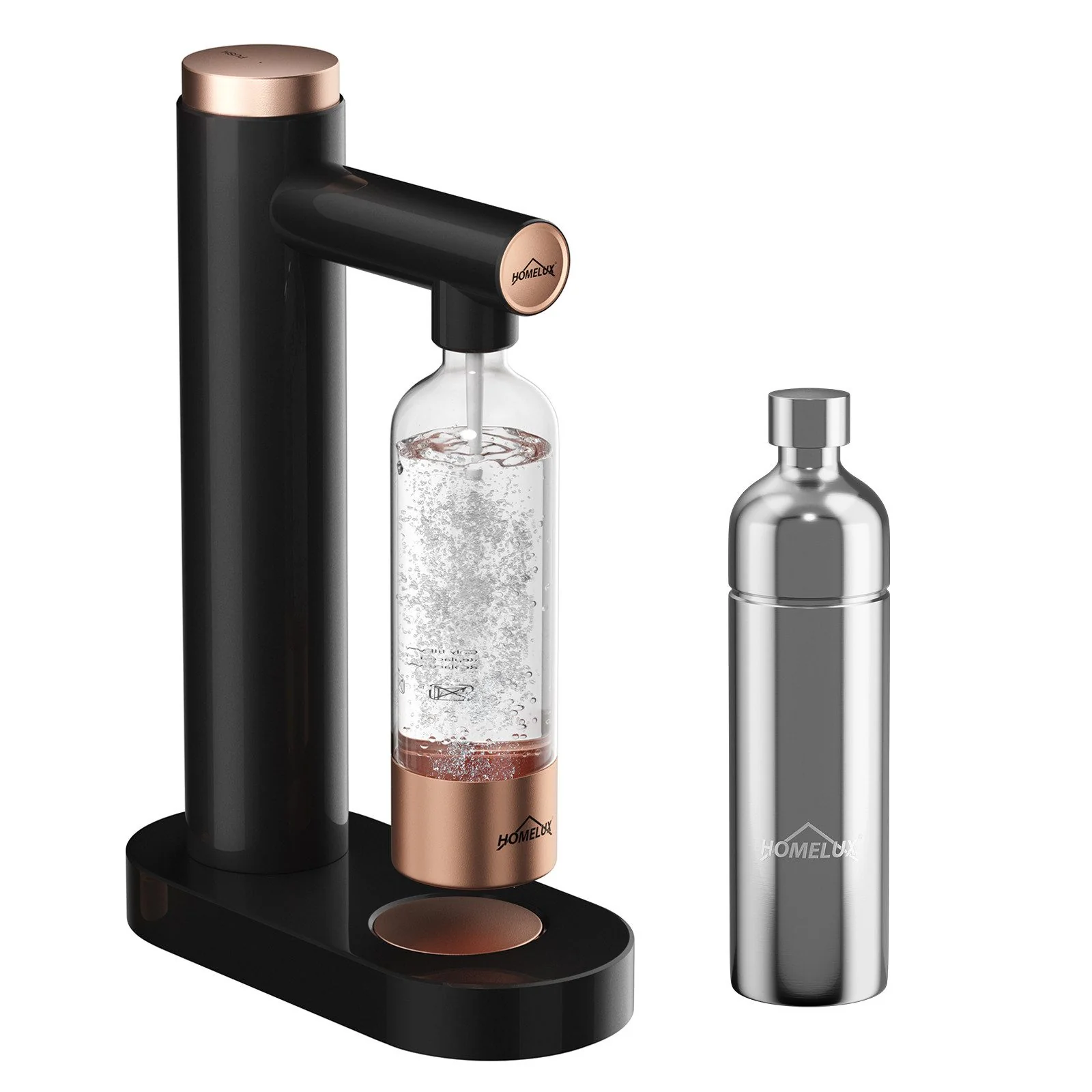 HOMELUX Soda Maker Sprudelwasser Maschine mit / ohne BPA-freien 1L PET-Flaschen / Edelstahlflasche (316er-Edelstahl) - Image 20
