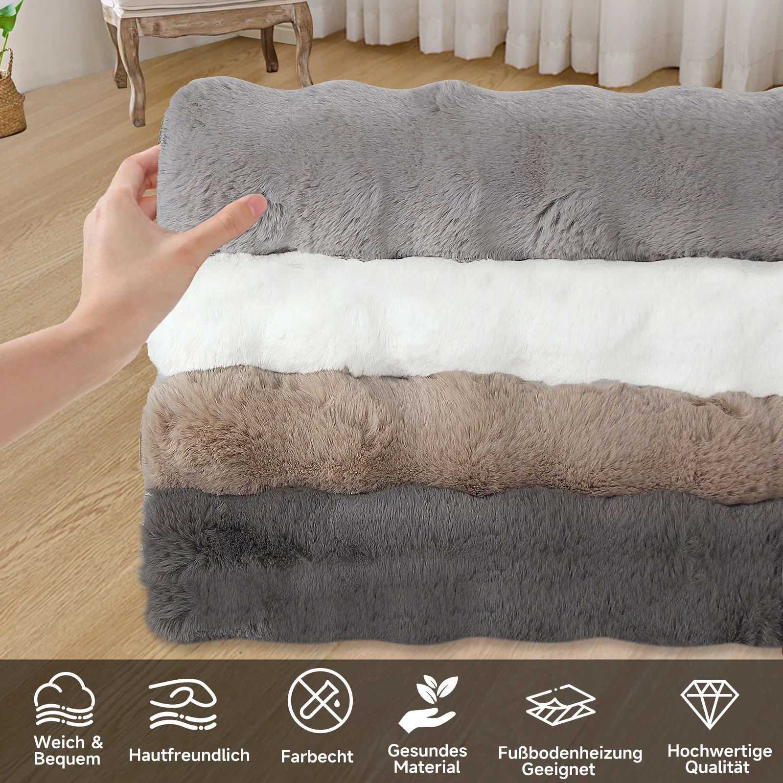 HOMELUX Superweicher Kunstfell Teppich, rutschfest & dekorativ. Idealer Hochflor für Wohnzimmer, Schlafzimmer & Fußbodenheizung geeignet - Image 5
