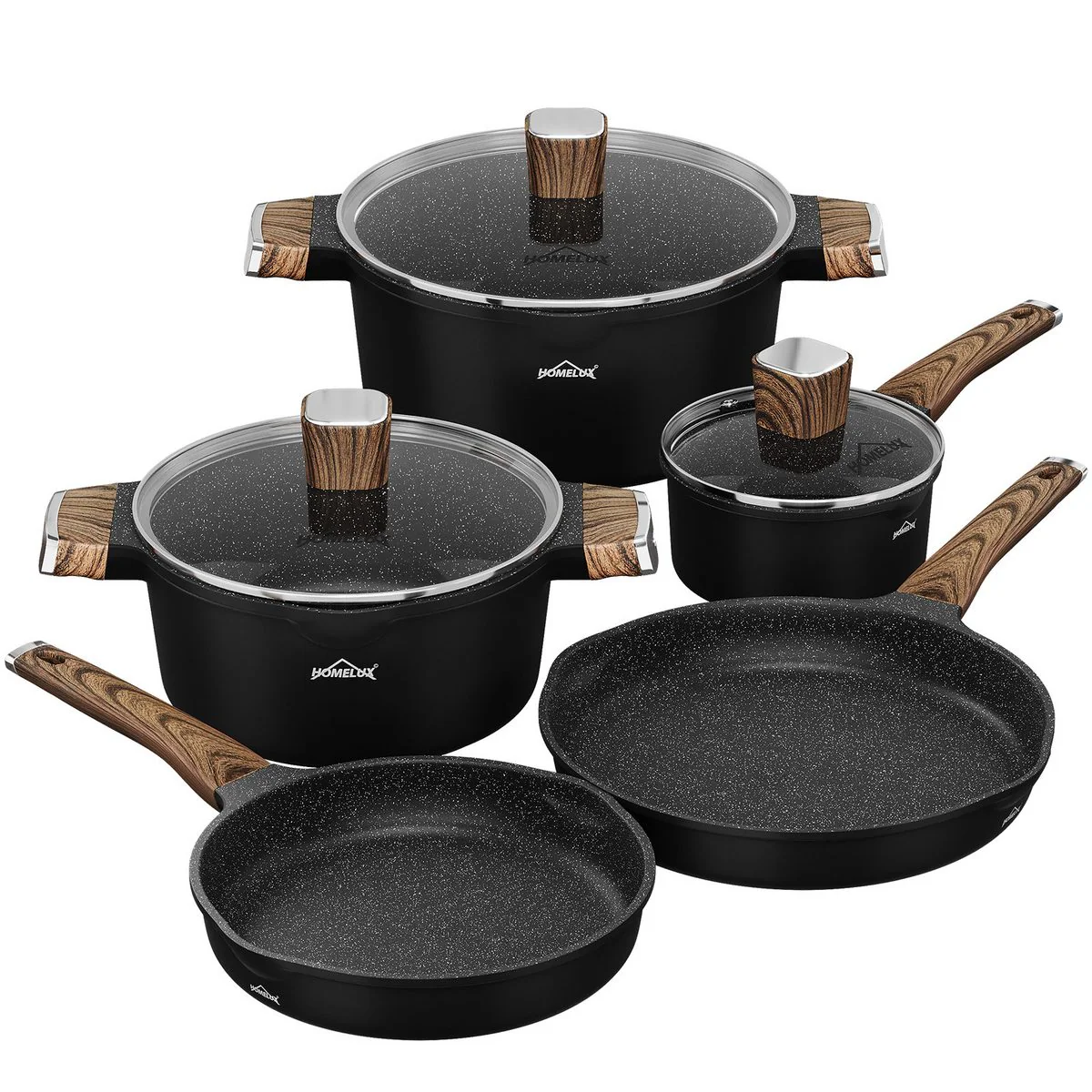 HOMELUX Topf-Set 8-teiliges Induktions-Topfset aus Aluminiumguss mit Deckeln - Image 2