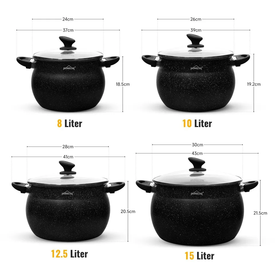 Homelux Kochtöpfe Set, Induktion, Antihaft, Spülmaschine, Glasdeckel, 20cm/4L, 24cm/8L, 28cm/12.5L - Image 11