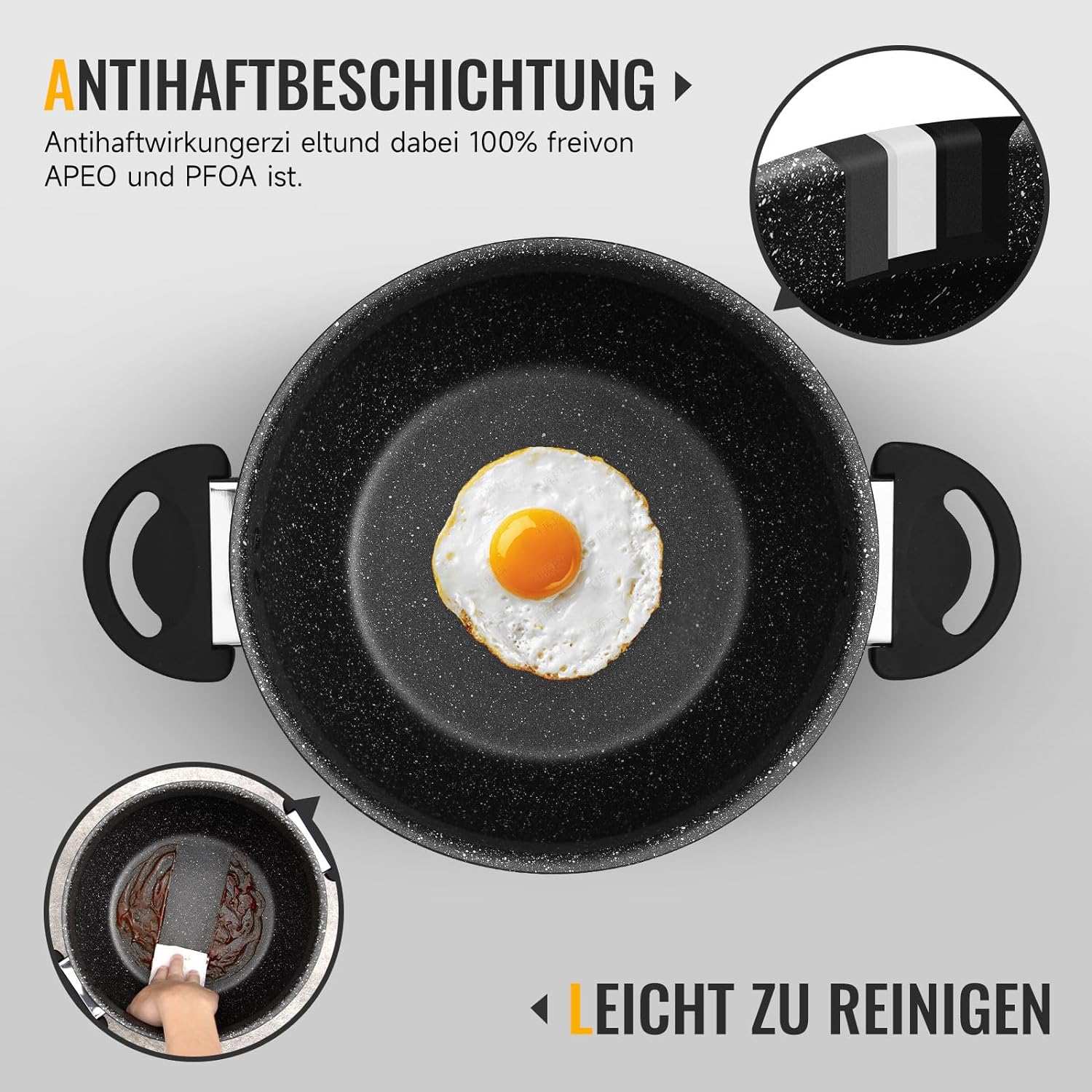Homelux Kochtöpfe Set, Induktion, Antihaft, Spülmaschine, Glasdeckel, 20cm/4L, 24cm/8L, 28cm/12.5L - Image 4