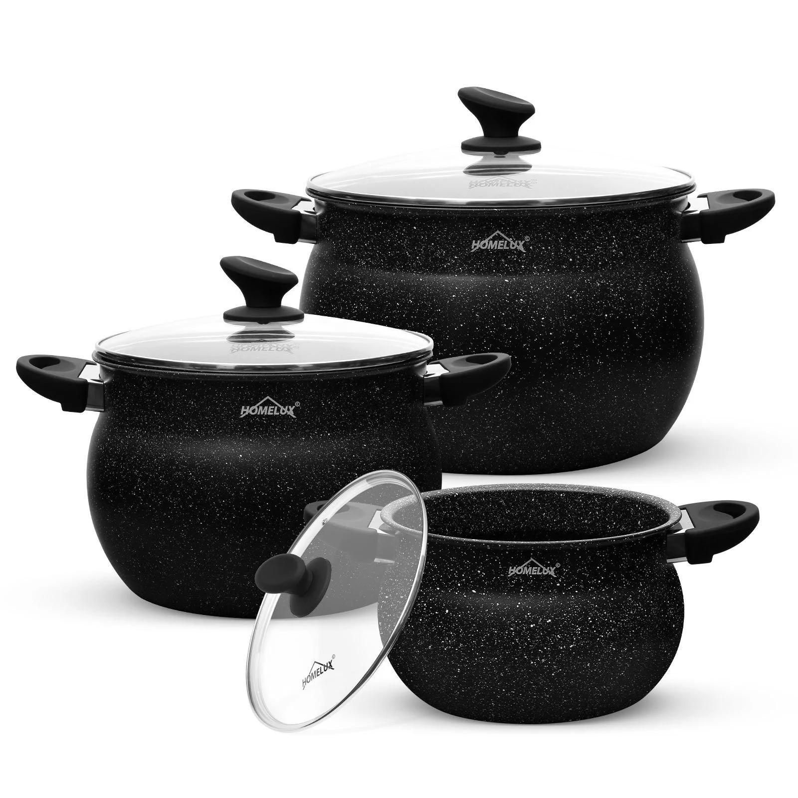 Homelux Kochtöpfe Set, Induktion, Antihaft, Spülmaschine, Glasdeckel, 20cm/4L, 24cm/8L, 28cm/12.5L - Image 9