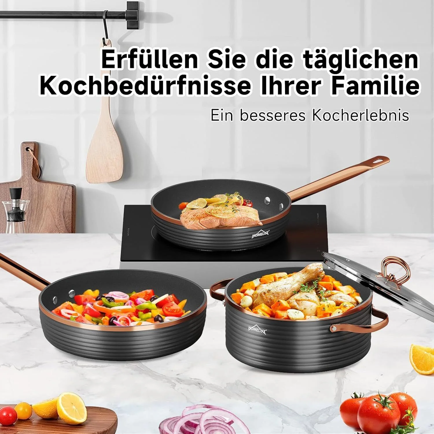 8-tlg Kochtopf Set Topf-Set Induktions Küchenhelfer-Set - Image 5
