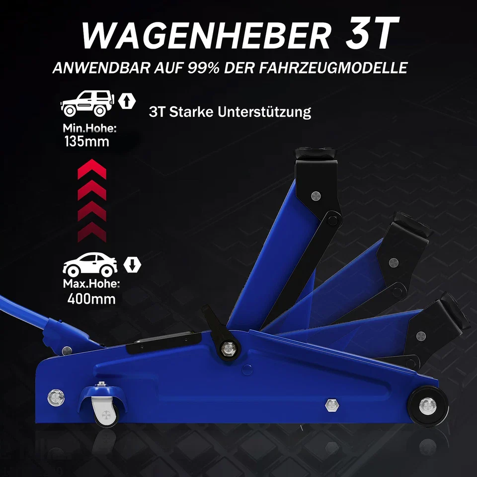 Hydraulischer Wagenheber 3T mit Gummiauflage – Der praktische Helfer in der Werkstatt - Image 3
