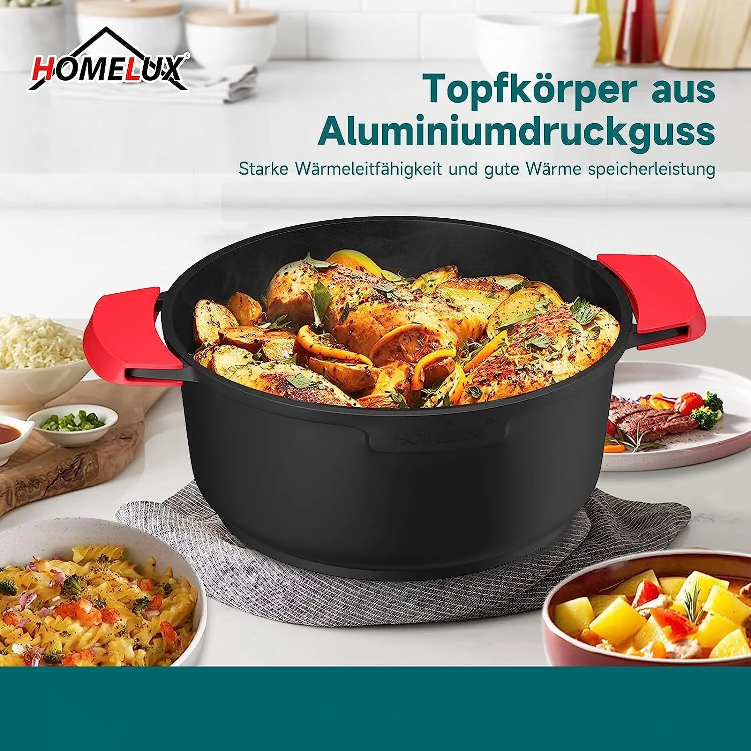Induktion Kochtopf 24/28cm Topf Antihaftbeschichtung, für alle Herdarten 4L/6L - Image 7