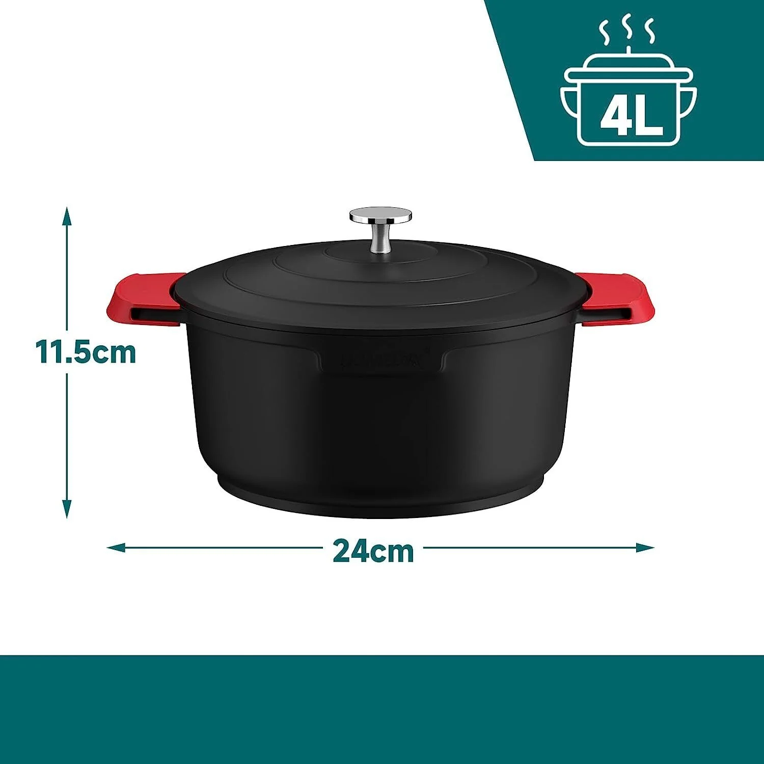 Induktion Kochtopf 24/28cm Topf Antihaftbeschichtung, für alle Herdarten 4L/6L - Image 8
