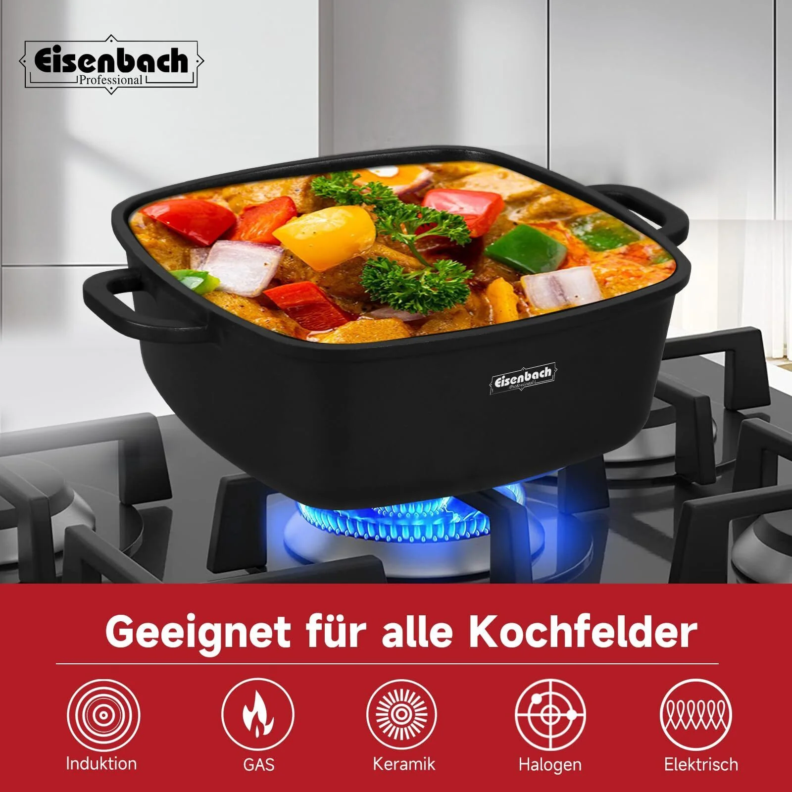 Topf Induktion Töpfe mit Glasdeckel Kochtöpfe für Induktion, mit Antihaft-Beschichtung, Spülmaschinenfest, Suppentopf - Image 3