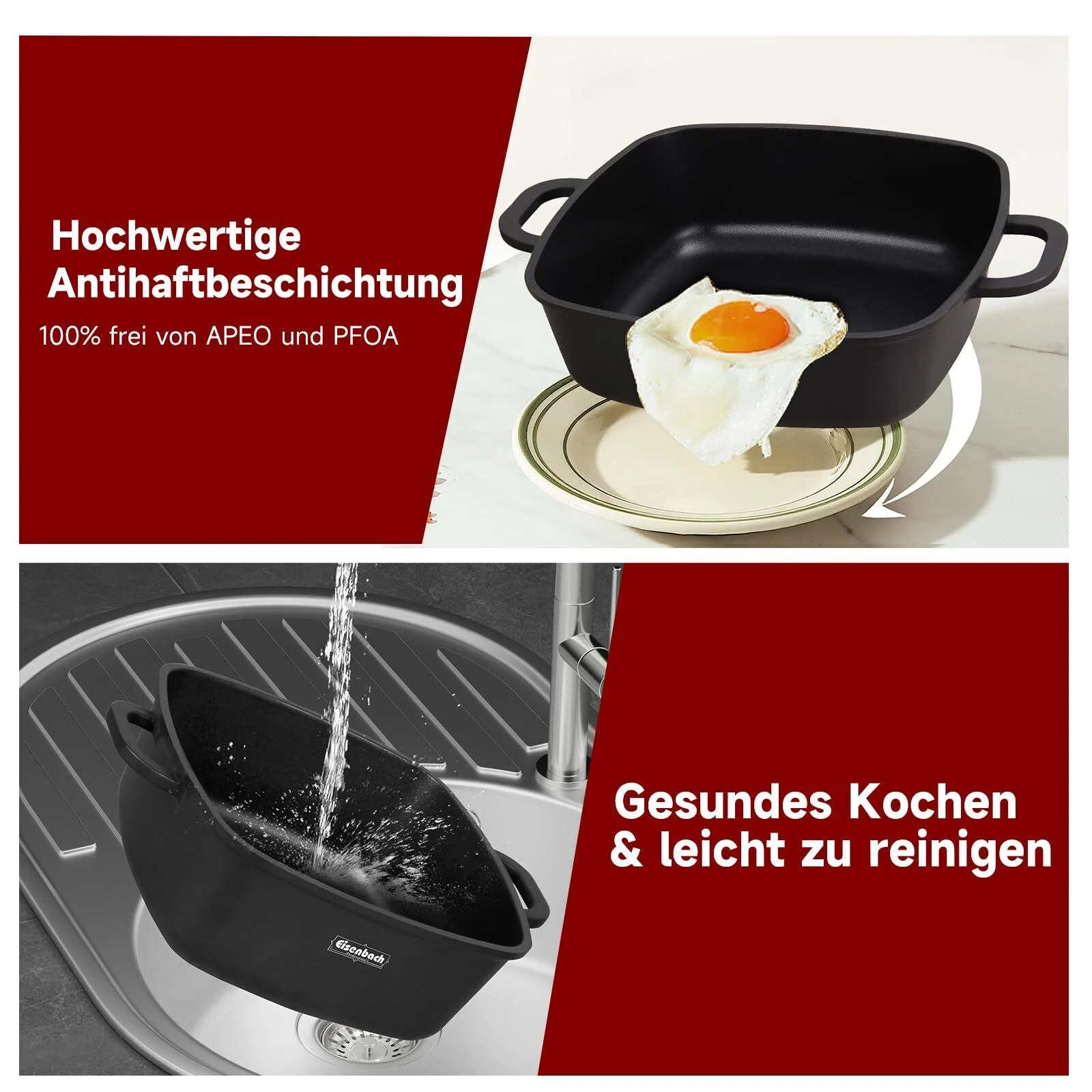 Topf Induktion Töpfe mit Glasdeckel Kochtöpfe für Induktion, mit Antihaft-Beschichtung, Spülmaschinenfest, Suppentopf - Image 4