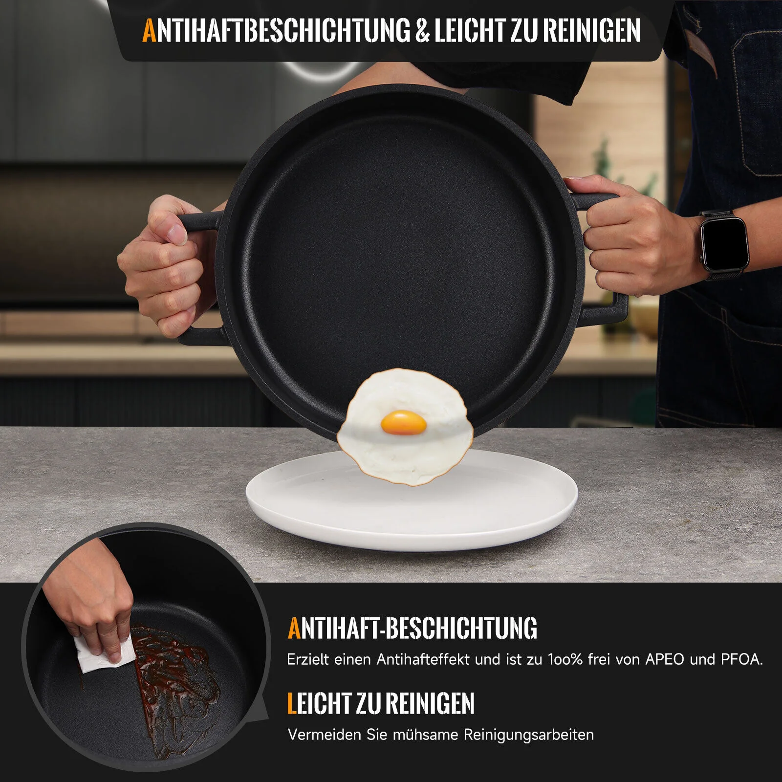 Induktions Topfset 20&24&28cm Kochtopf Antihaftbeschichtung für alle Herdarten - Image 4