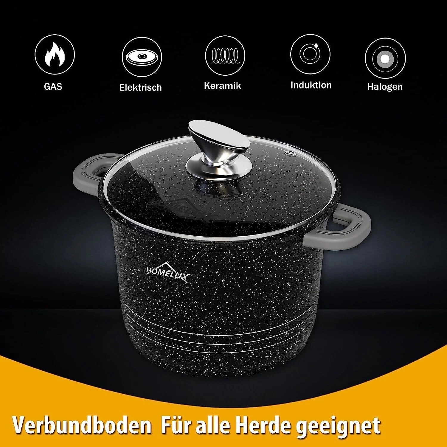 Kochtopf Induktions Töpfe mit Deckel, Antihaftbeschichtung, für alle Herdarten - Image 2