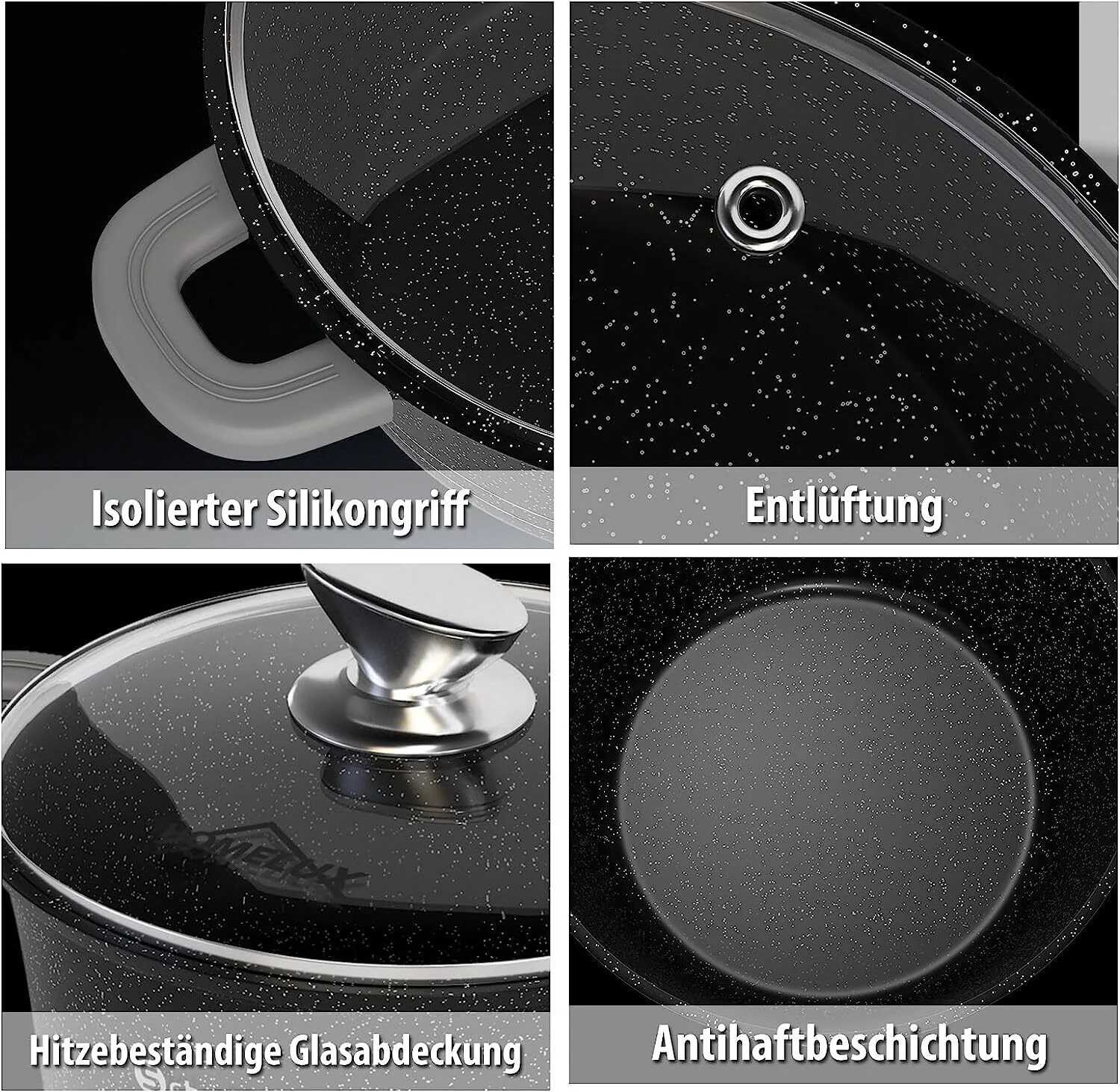 Kochtopf Induktions Töpfe mit Deckel, Antihaftbeschichtung, für alle Herdarten - Image 6