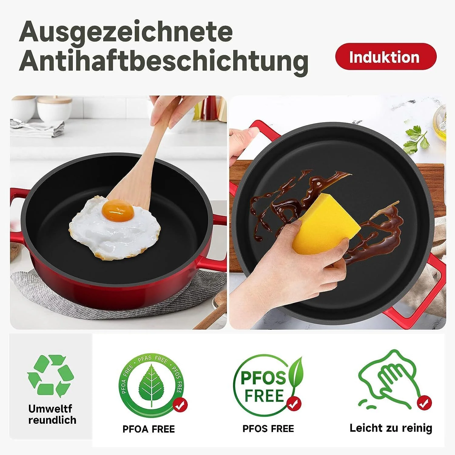 Kochtopf Klein 16 cm Topf Induktion mit Glasdeckel, 800ML Antihaftbeschichteter - Image 3