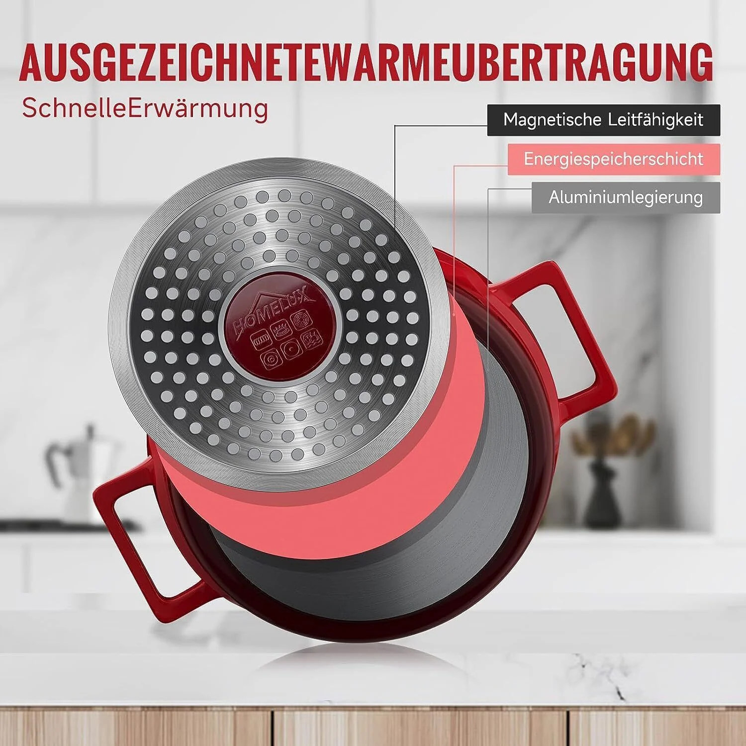Kochtopf Klein 16 cm Topf Induktion mit Glasdeckel, 800ML Antihaftbeschichteter - Image 5