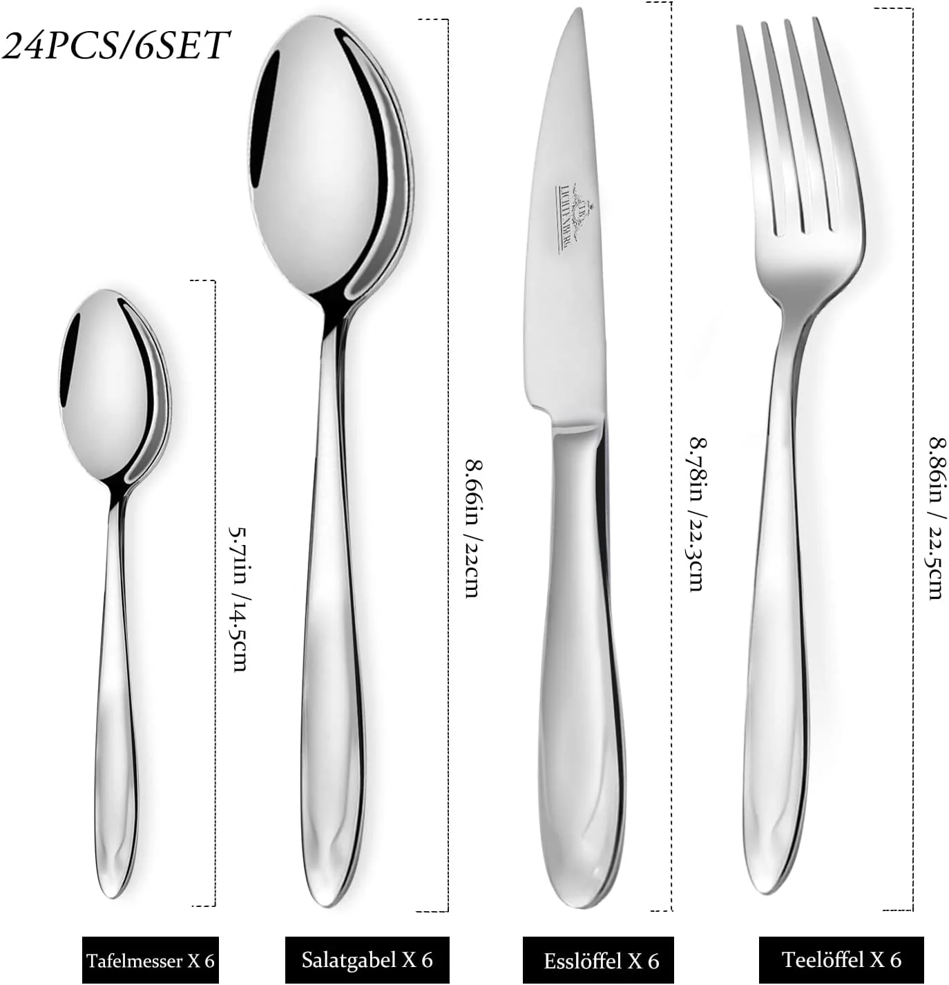 Besteckset 24  teilig Besteck Tafelbesteck Essbesteck Edelstahl - Image 12