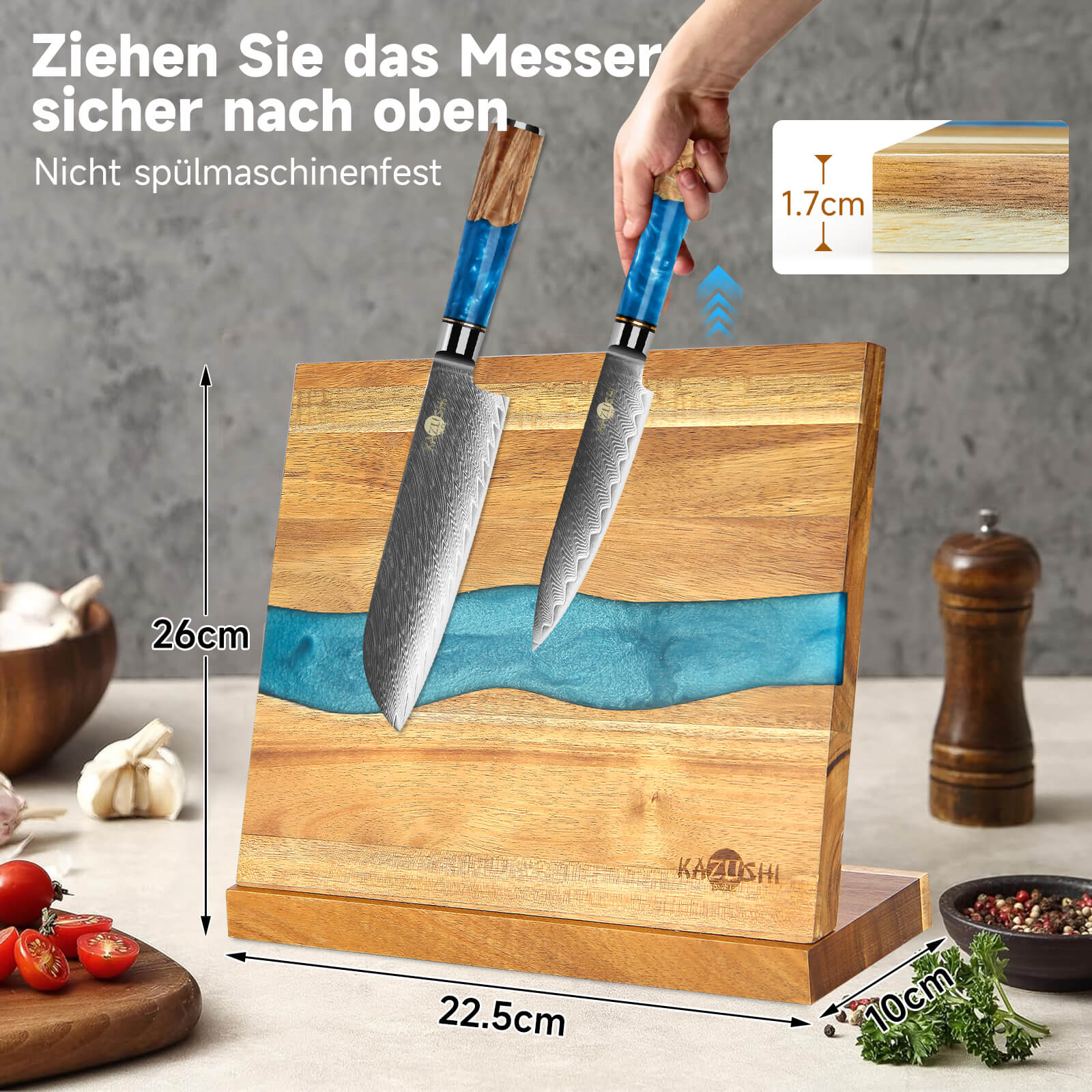 Messerblock Magnetisch, 26x22,5cm, Messerhalter zur sicheren, sauberen und ordentlichen Aufbewahrung von Messern, stabiler Messerblock - Image 6