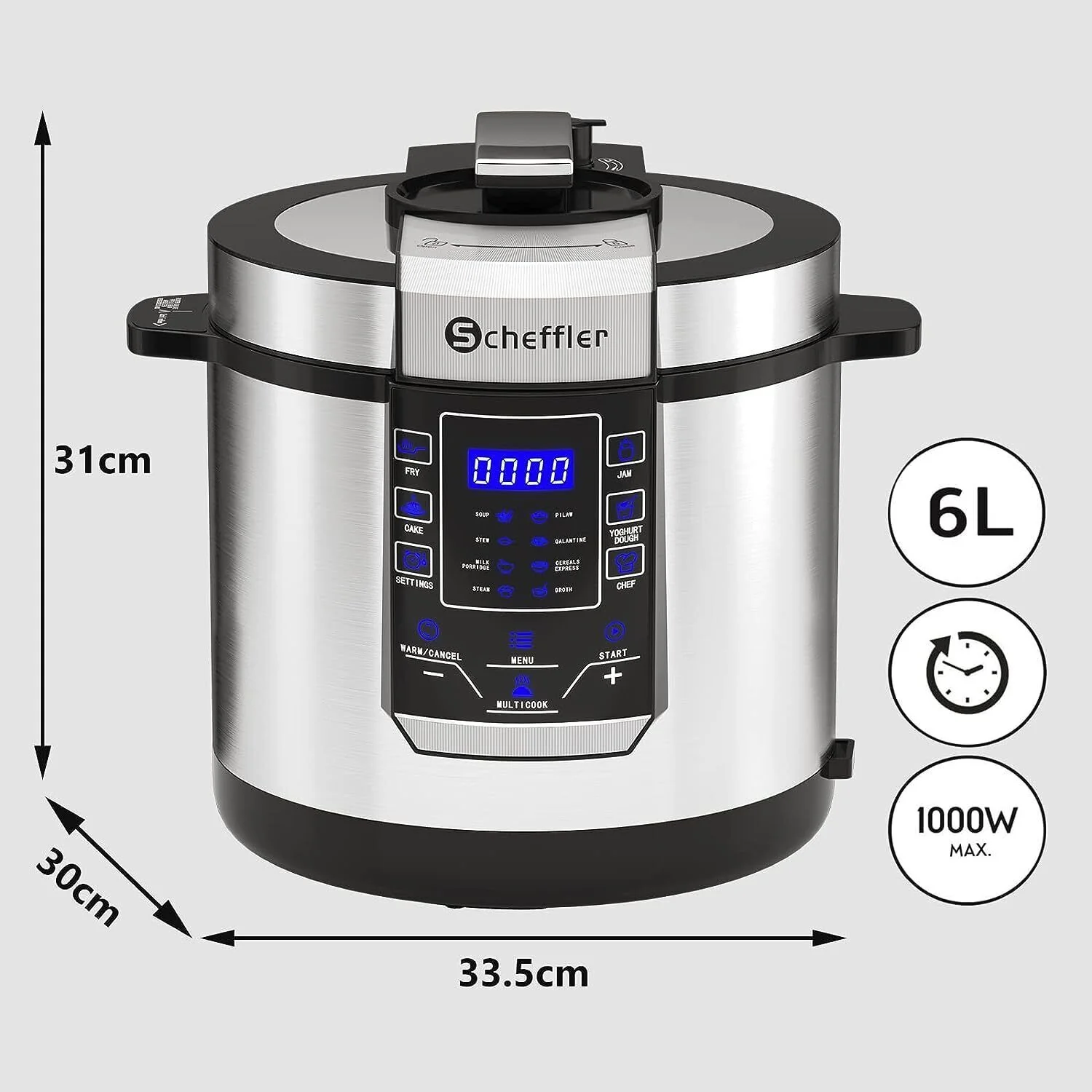 Multikocher 6L 1000W Edelstahl Reiskocher Schnellkochtopf Dampfgarer Reis - Image 5