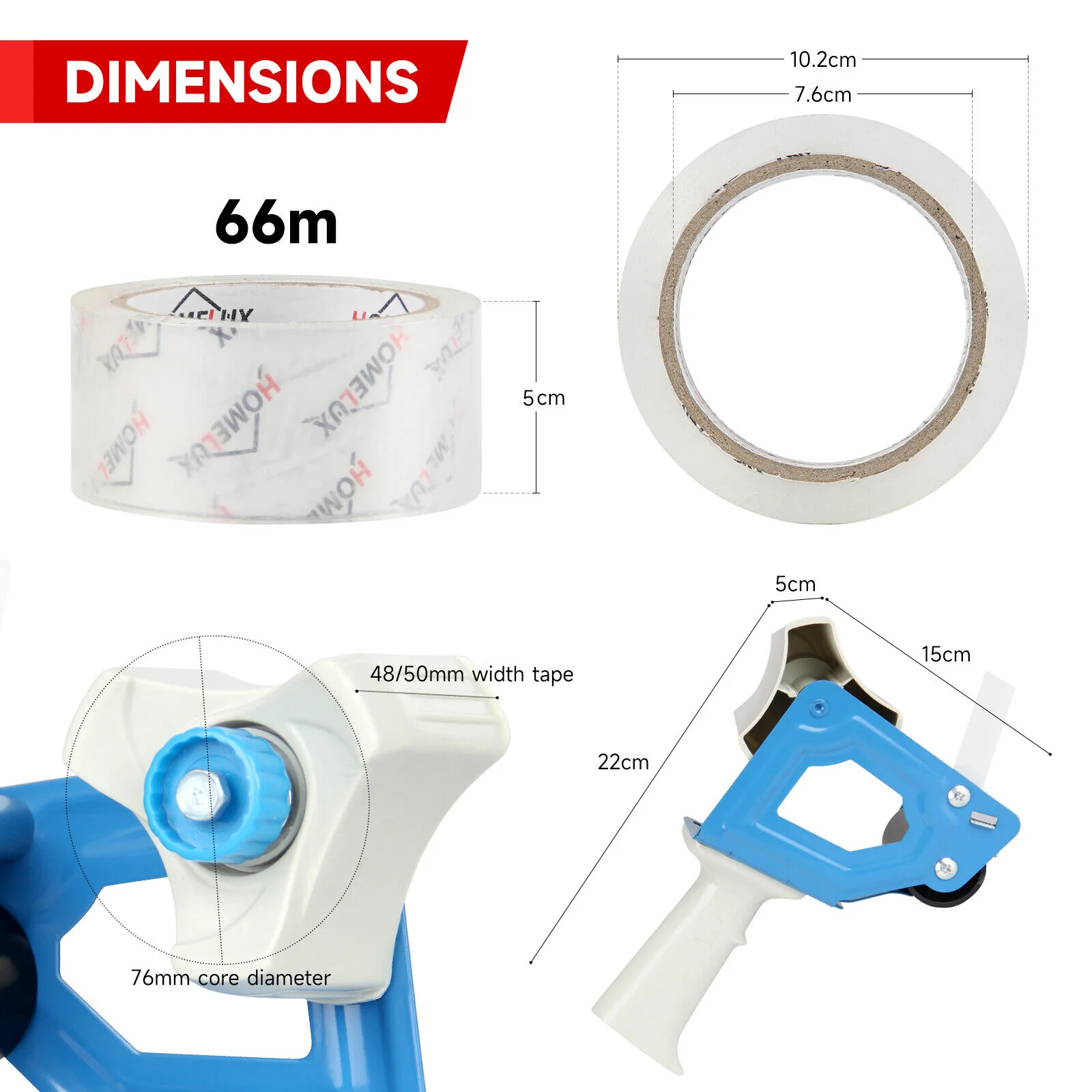 Packband Handabroller inkl. 2 Rollen Klebeband Transparent Klebebandabroller - Image 4