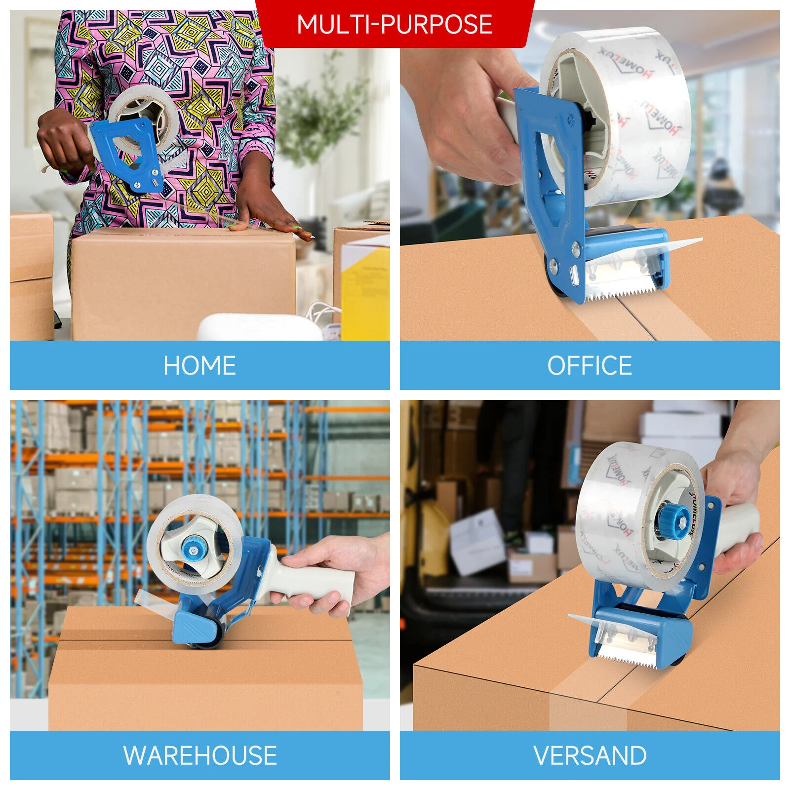 Packband Handabroller inkl. 2 Rollen Klebeband Transparent Klebebandabroller - Image 6