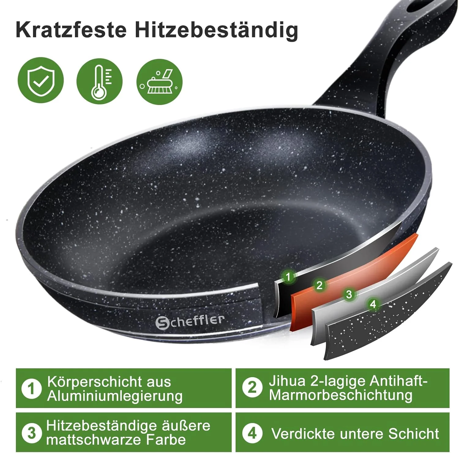 Scheffler Pfanne 20cm 24cm 28cm Bratpfanne,Pfanne induktion,beschichtete Pfanne mit Antihaft-Beschichtung,geeignet für alle Herdarten - Image 10