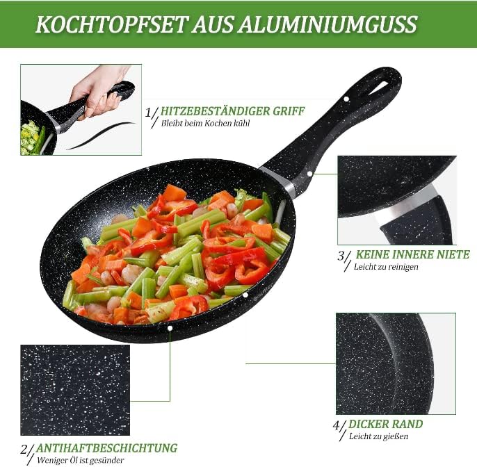 Scheffler Pfanne 20cm 24cm 28cm Bratpfanne,Pfanne induktion,beschichtete Pfanne mit Antihaft-Beschichtung,geeignet für alle Herdarten - Image 4