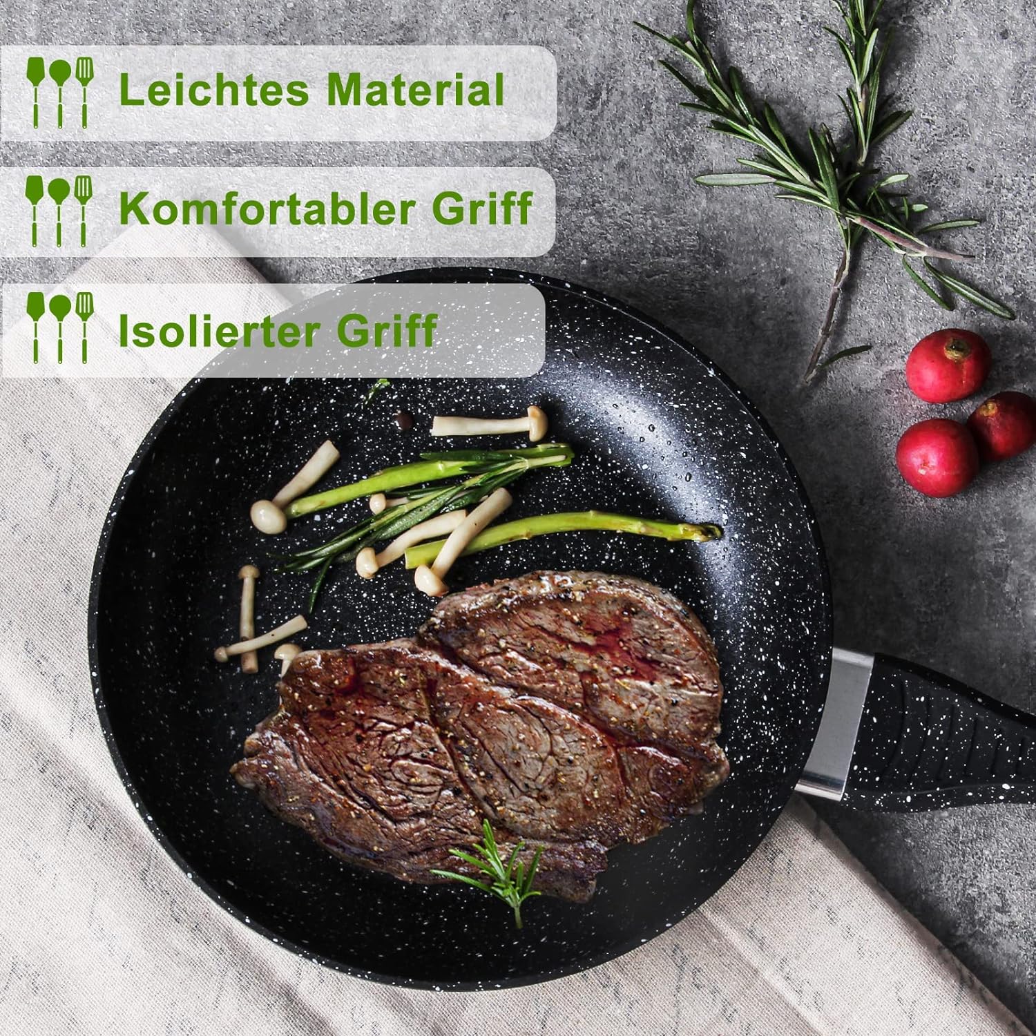 Scheffler Pfanne 20cm 24cm 28cm Bratpfanne,Pfanne induktion,beschichtete Pfanne mit Antihaft-Beschichtung,geeignet für alle Herdarten - Image 7