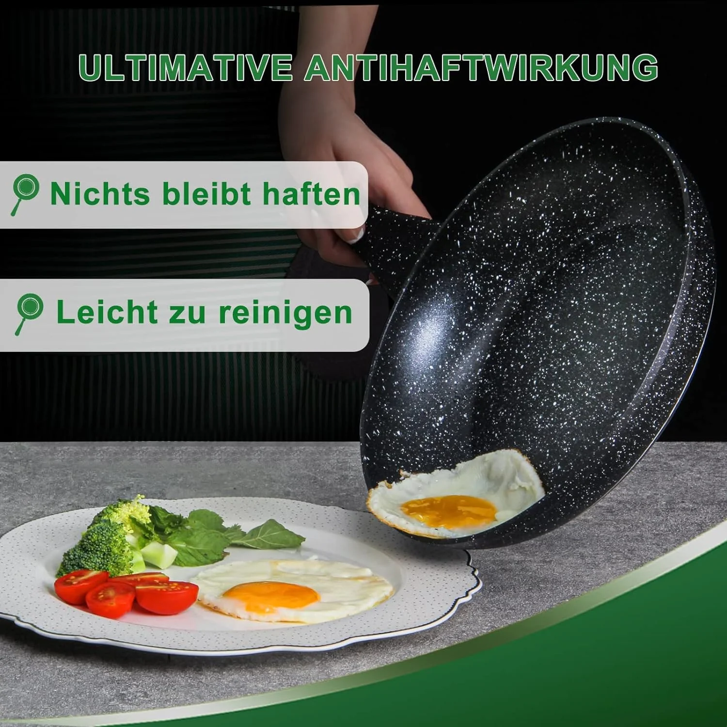3-teiliges Pfannenset, Pfanne 20 / 24 / 28 cm,Bratpfanne,Pfannen,beschichtete Pfanne,Scheffler Pfanne Induktion mit Antihaft-Beschichtung,geeignet - Image 6