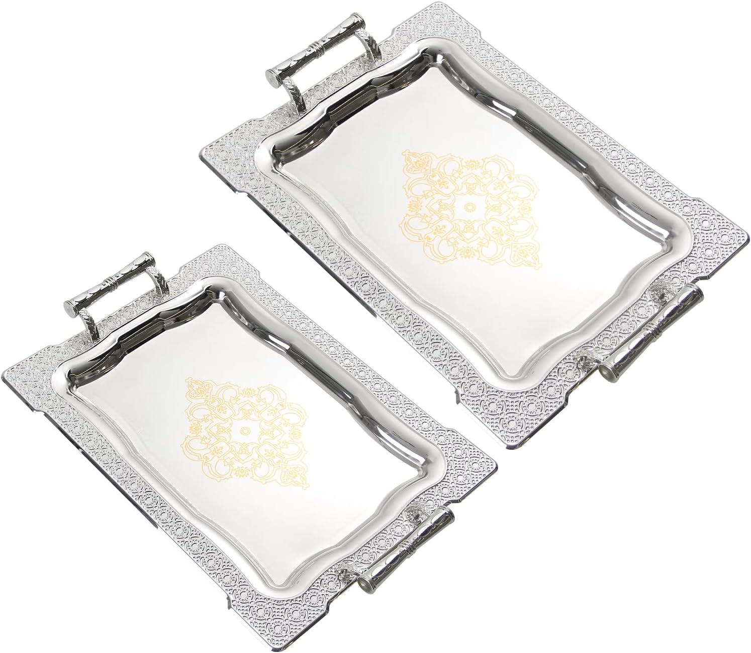 HOMELUX Serviertablett-Set 2 dekorative Tabletts mit Griffen 2 Stück Tabletts ideal für Küche Wohnzimmer Bad oder Bankette - Image 8