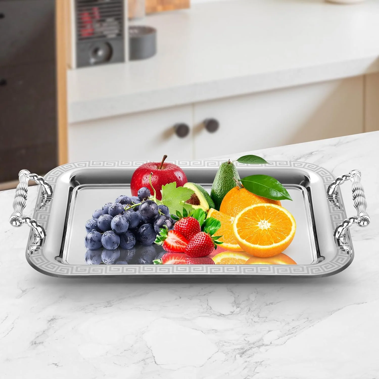 HOMELUX Serviertablett-Set 2 dekorative Tabletts mit Griffen 2 Stück Tabletts ideal für Küche Wohnzimmer Bad oder Bankette - Image 14