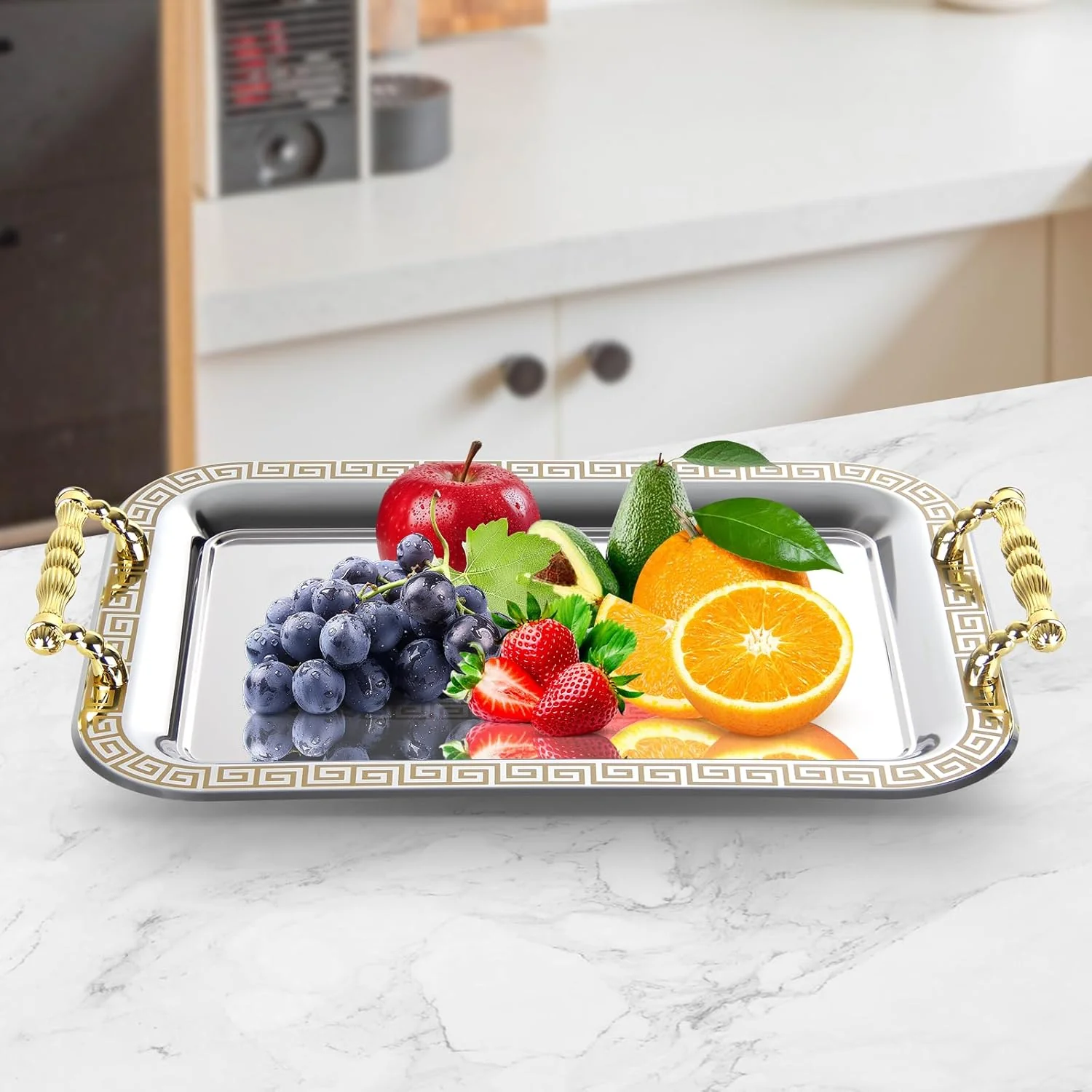 HOMELUX Serviertablett-Set 2 dekorative Tabletts mit Griffen 2 Stück Tabletts ideal für Küche Wohnzimmer Bad oder Bankette - Image 18