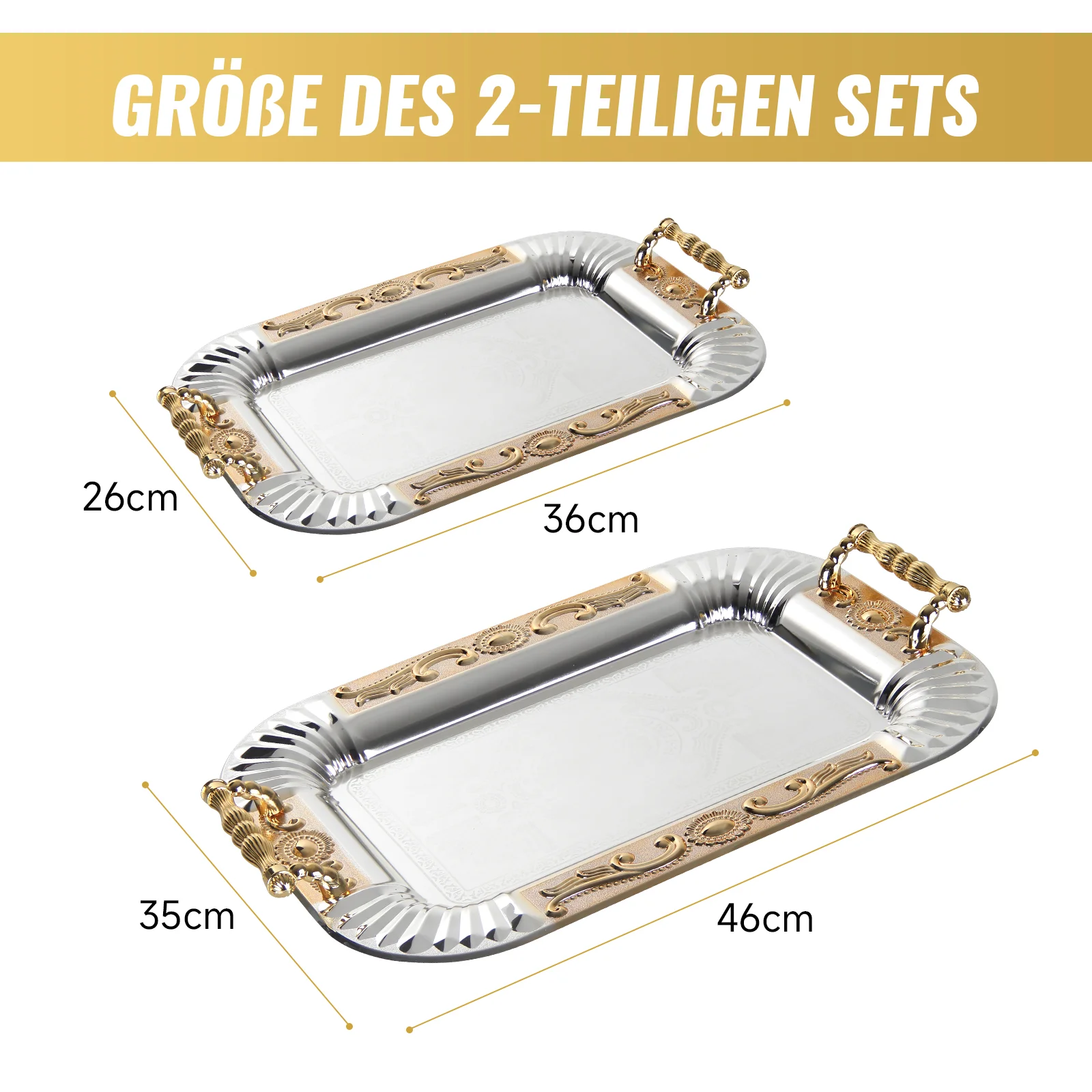 HOMELUX Serviertablett-Set 2 dekorative Tabletts mit Griffen 2 Stück Tabletts ideal für Küche Wohnzimmer Bad oder Bankette - Image 21