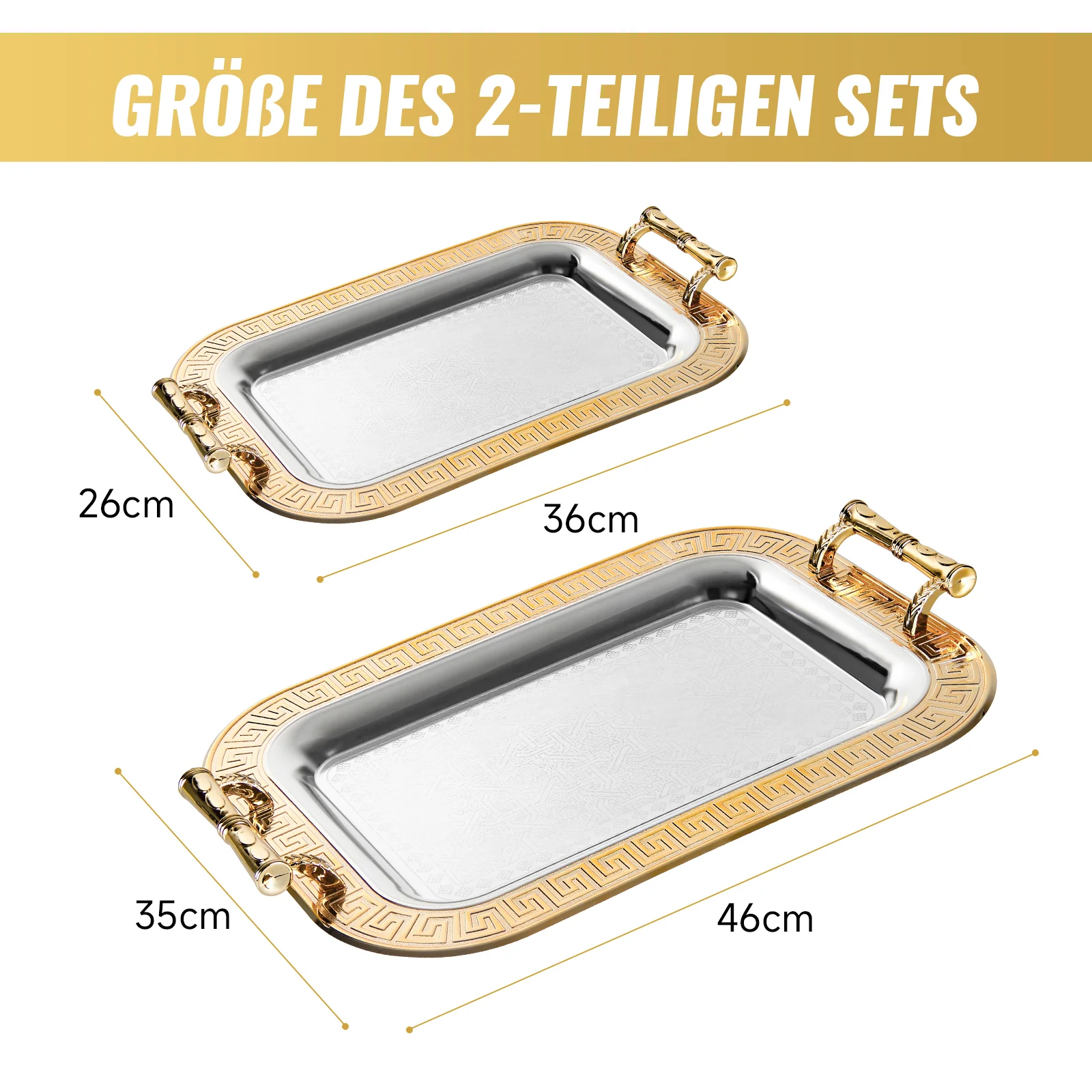 HOMELUX Serviertablett-Set 2 dekorative Tabletts mit Griffen 2 Stück Tabletts ideal für Küche Wohnzimmer Bad oder Bankette - Image 23