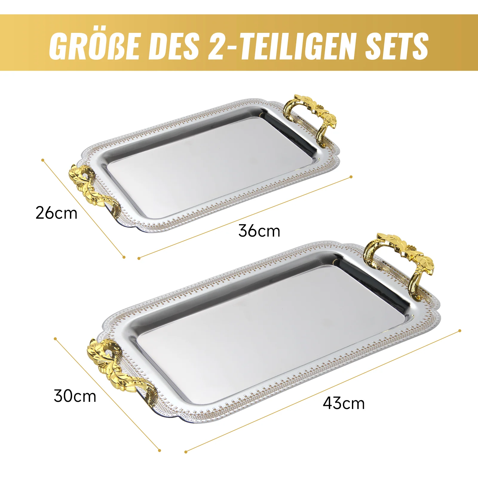 HOMELUX Serviertablett-Set 2 dekorative Tabletts mit Griffen 2 Stück Tabletts ideal für Küche Wohnzimmer Bad oder Bankette - Image 25