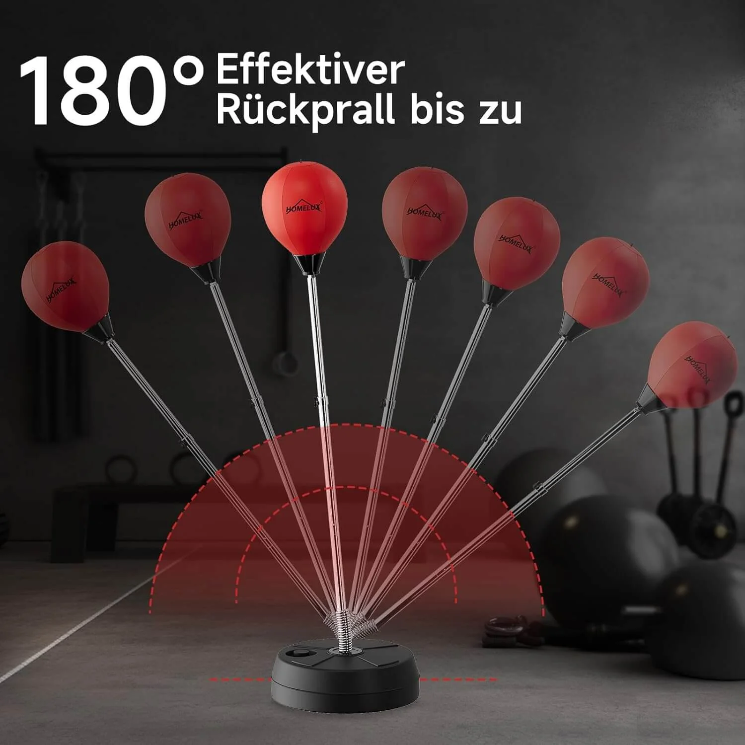 Punchingball Set mit Standbox, höhenverstellbar 121-145cm, Box Reflexball inkl. 1 Paar Handschuhe & Pumpe, Boxsport für Anfänger & Profis - Image 3
