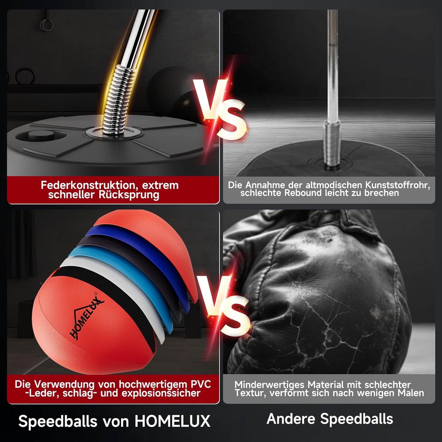Punchingball Set mit Standbox, höhenverstellbar 121-145cm, Box Reflexball inkl. 1 Paar Handschuhe & Pumpe, Boxsport für Anfänger & Profis - Image 5
