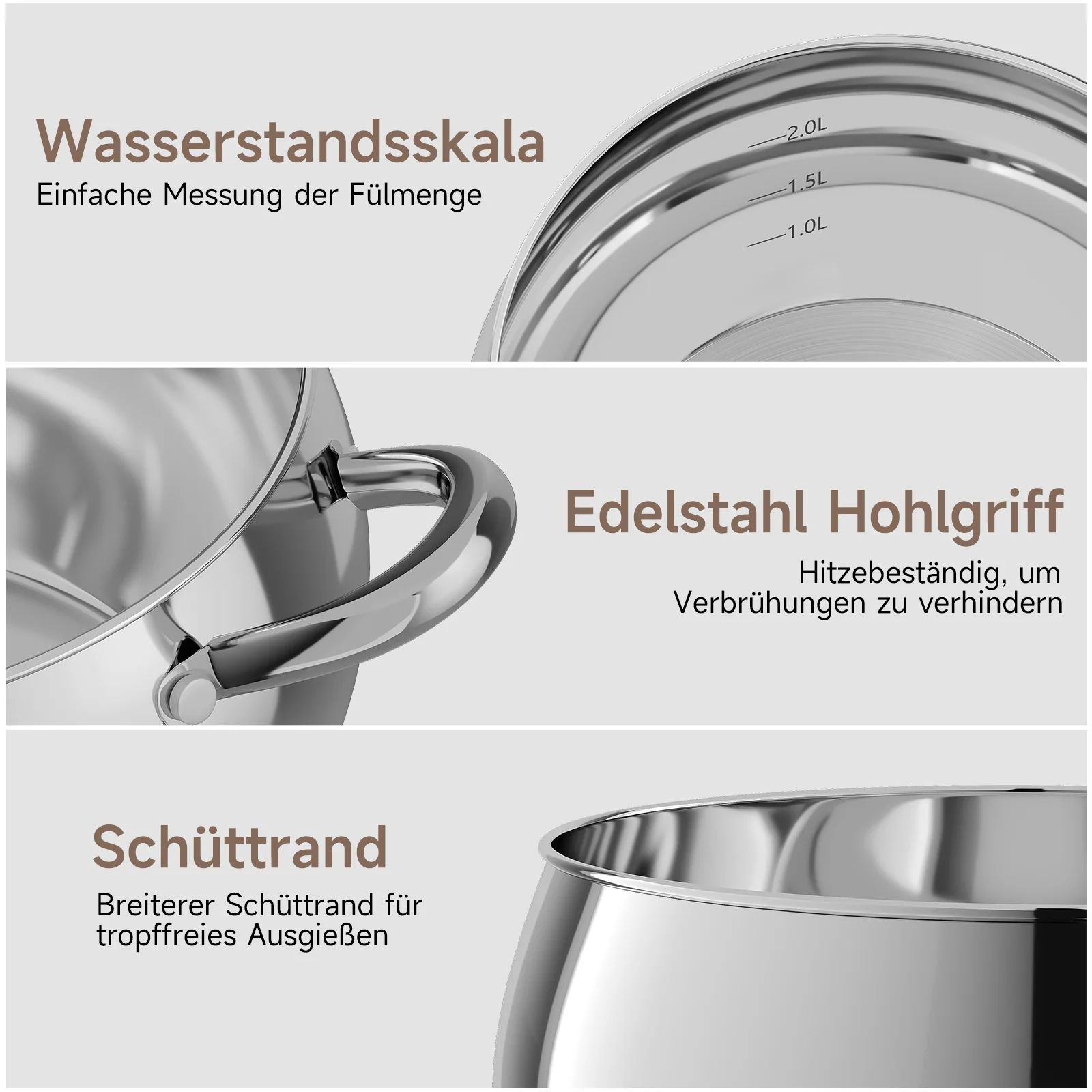 Scheffler 10-teiliges Edelstahl Topfset mit Deckeln, induktionsgeeignet, passend für alle Herdarten - Image 5