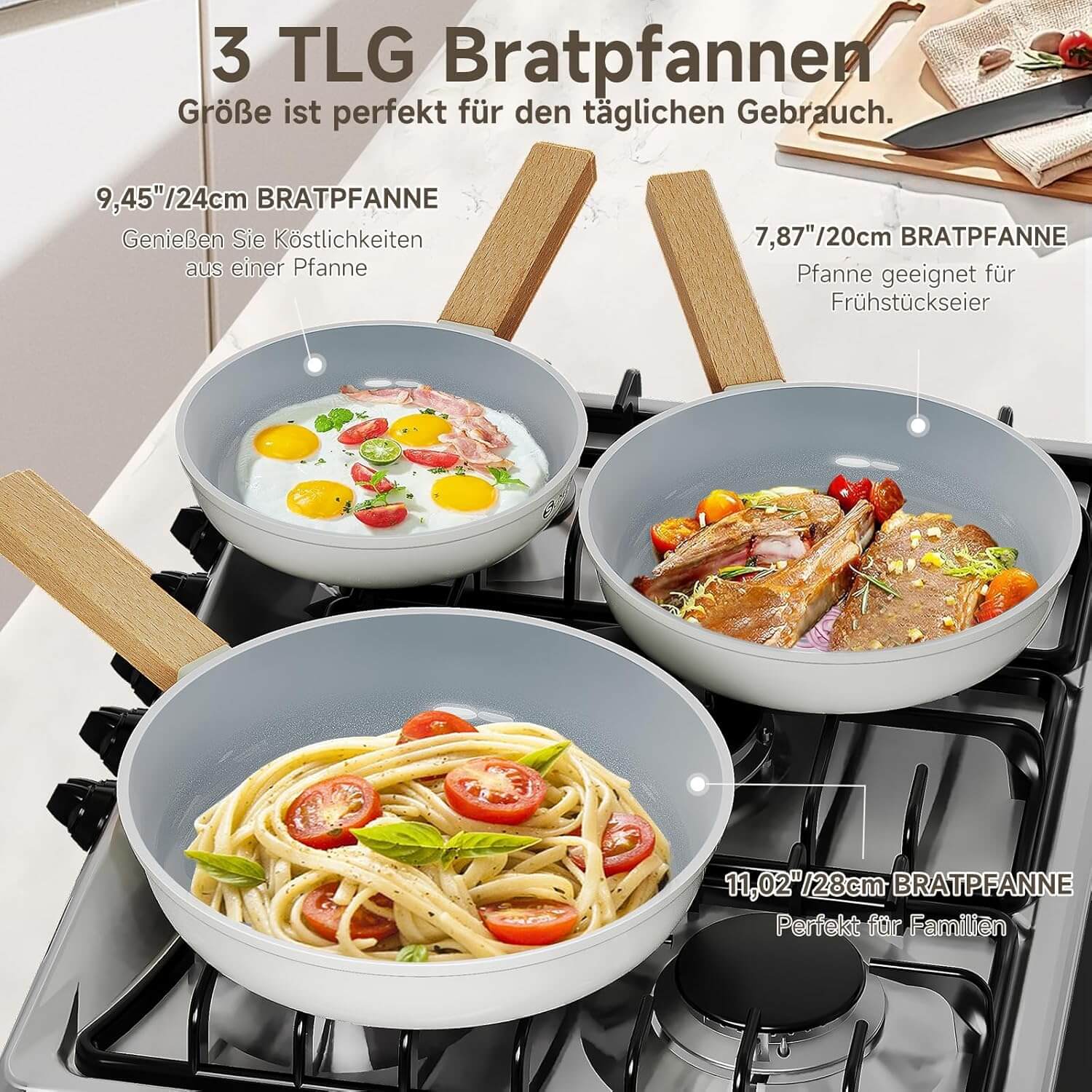 Scheffler 3-teiliges Bratpfannen-Set (20/24/28 cm) – Antihaft-Keramikbeschichtung, Induktionsgeeignet & universell für alle Herdarten - Image 7