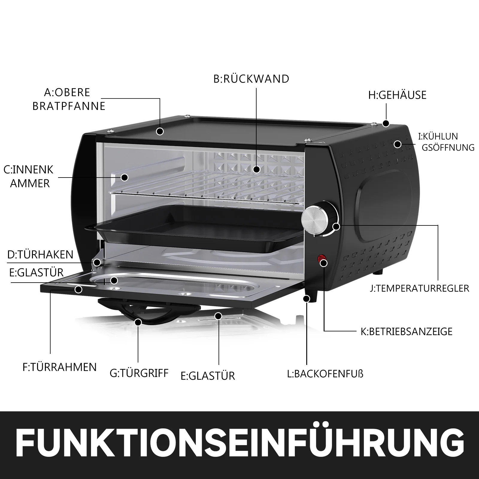 Scheffler Minibackofen Mini-Tandoor 2100 W mit Antihaftbeschichtete Deckplatte, großes Sichtfenster - Image 3