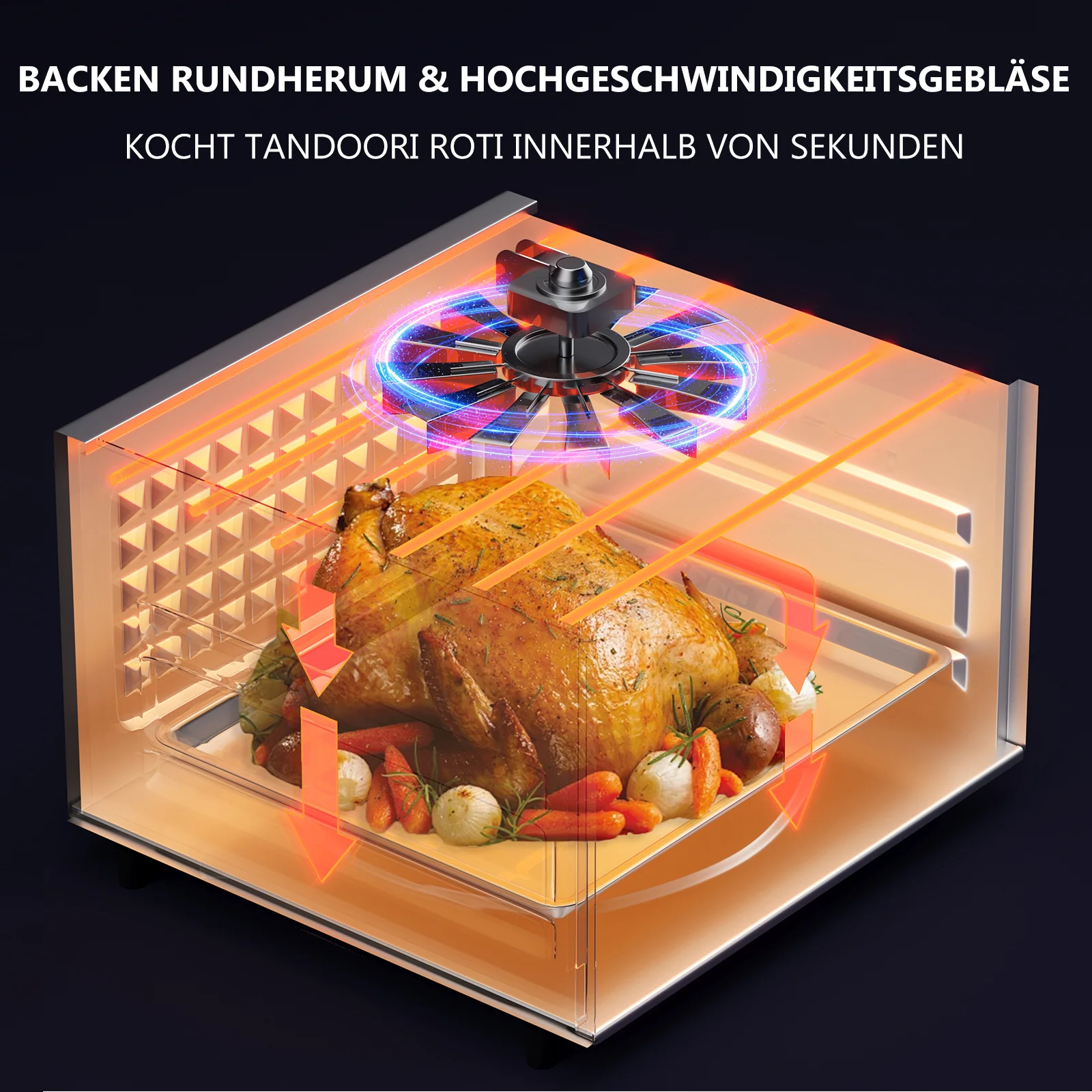 Scheffler Minibackofen Mini-Tandoor 2100 W mit Antihaftbeschichtete Deckplatte, großes Sichtfenster - Image 5