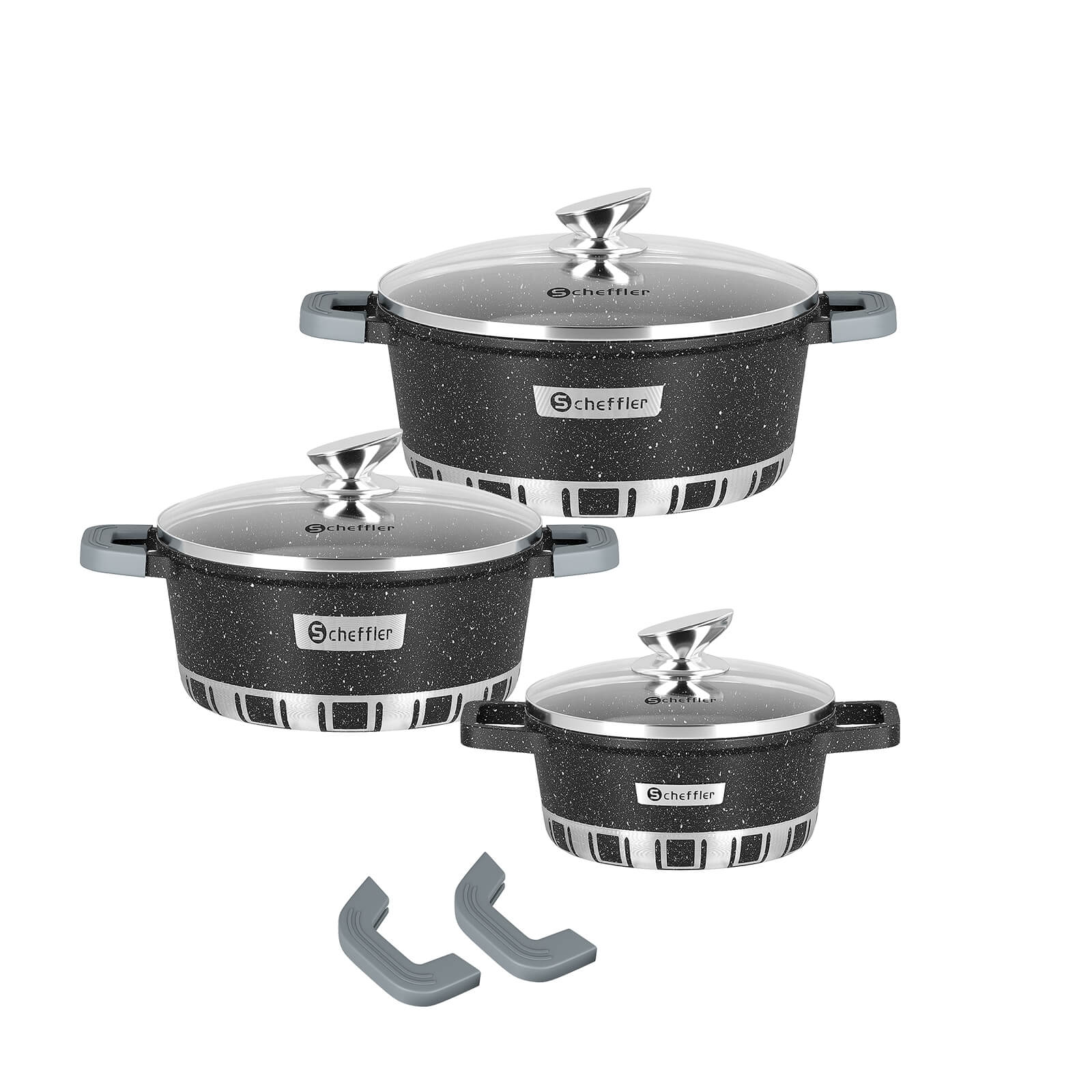 Scheffler Topfset Kochtopf Set mit Glasdeckel Antihaftbeschichtung Induktion für alle Herdarten geeignet - Image 10