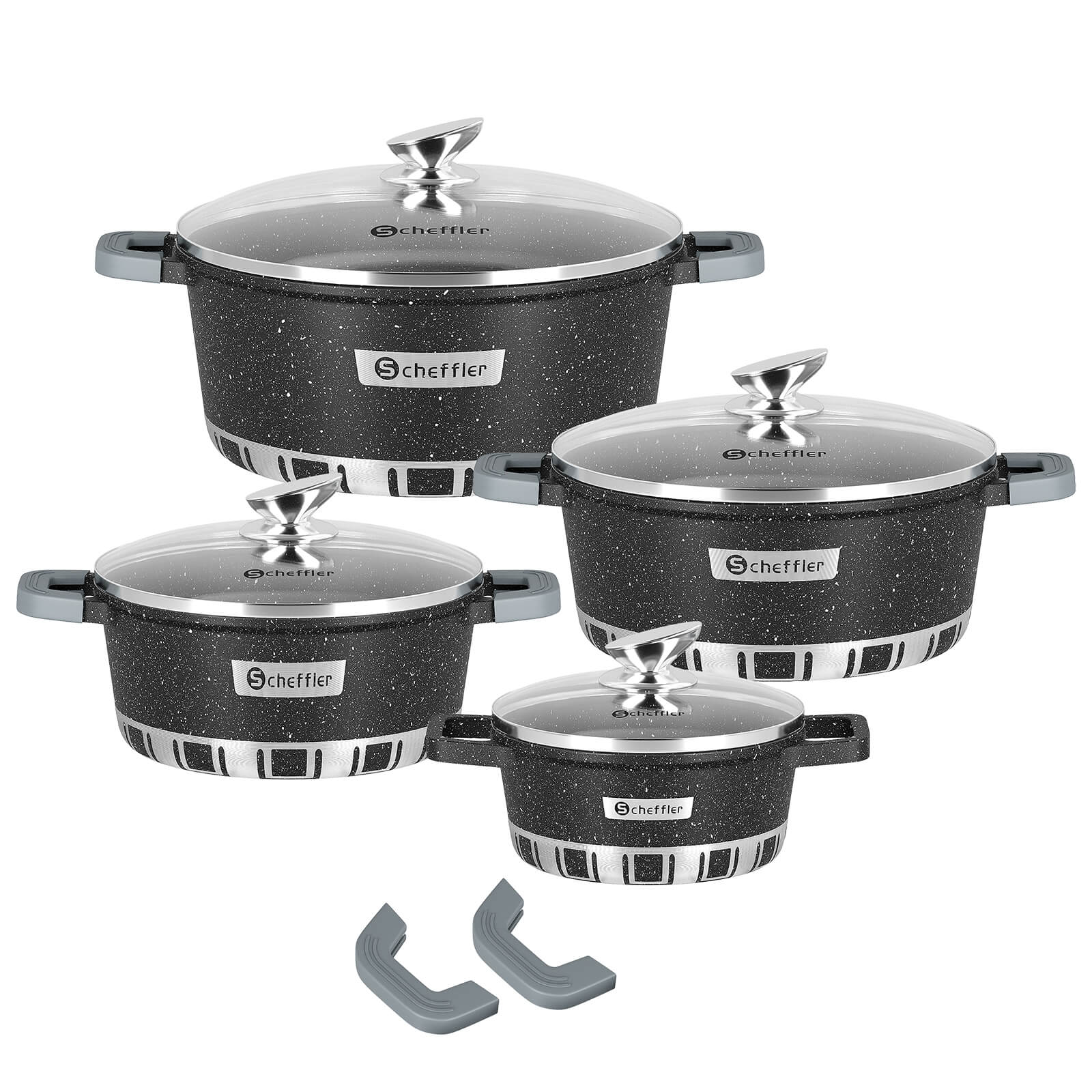 Scheffler Topfset Kochtopf Set mit Glasdeckel Antihaftbeschichtung Induktion für alle Herdarten geeignet - Image 17