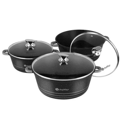 Scheffler Topfset mit Glasdeckel Kochtopf Set Induktions Töpfe Set, 2.2L/24cm,4L/28cm,6L,Töpfe Set, mit Antihaftbeschichtung - Image 11