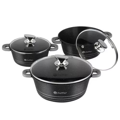 Scheffler Topfset mit Glasdeckel Kochtopf Set Induktions Töpfe Set, 2.2L/24cm,4L/28cm,6L,Töpfe Set, mit Antihaftbeschichtung - Image 12