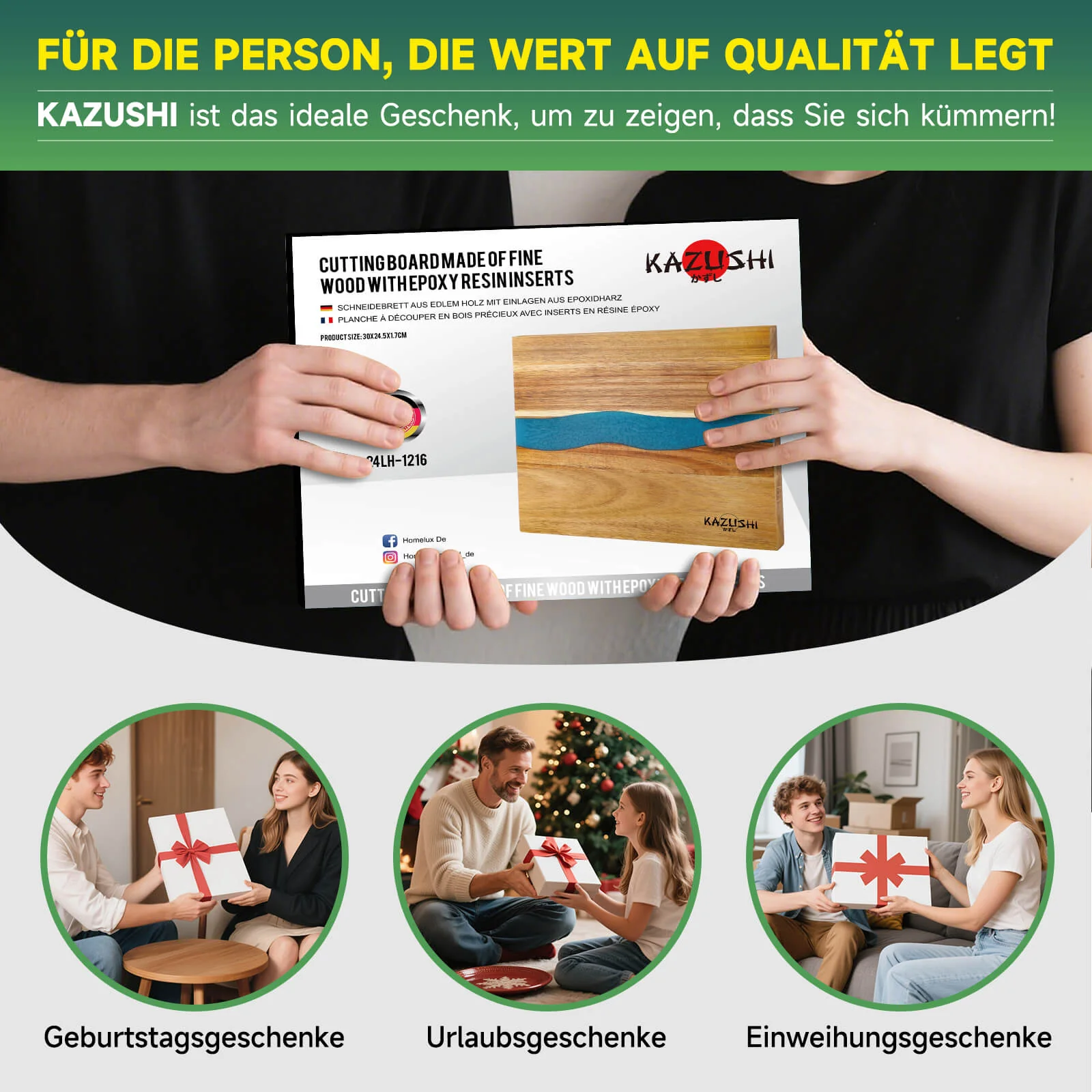 Schneidebrett 30x25 cm – Natürliches Bambus-Epoxy-Schneidebrett für Stil und Funktionalität - Image 7